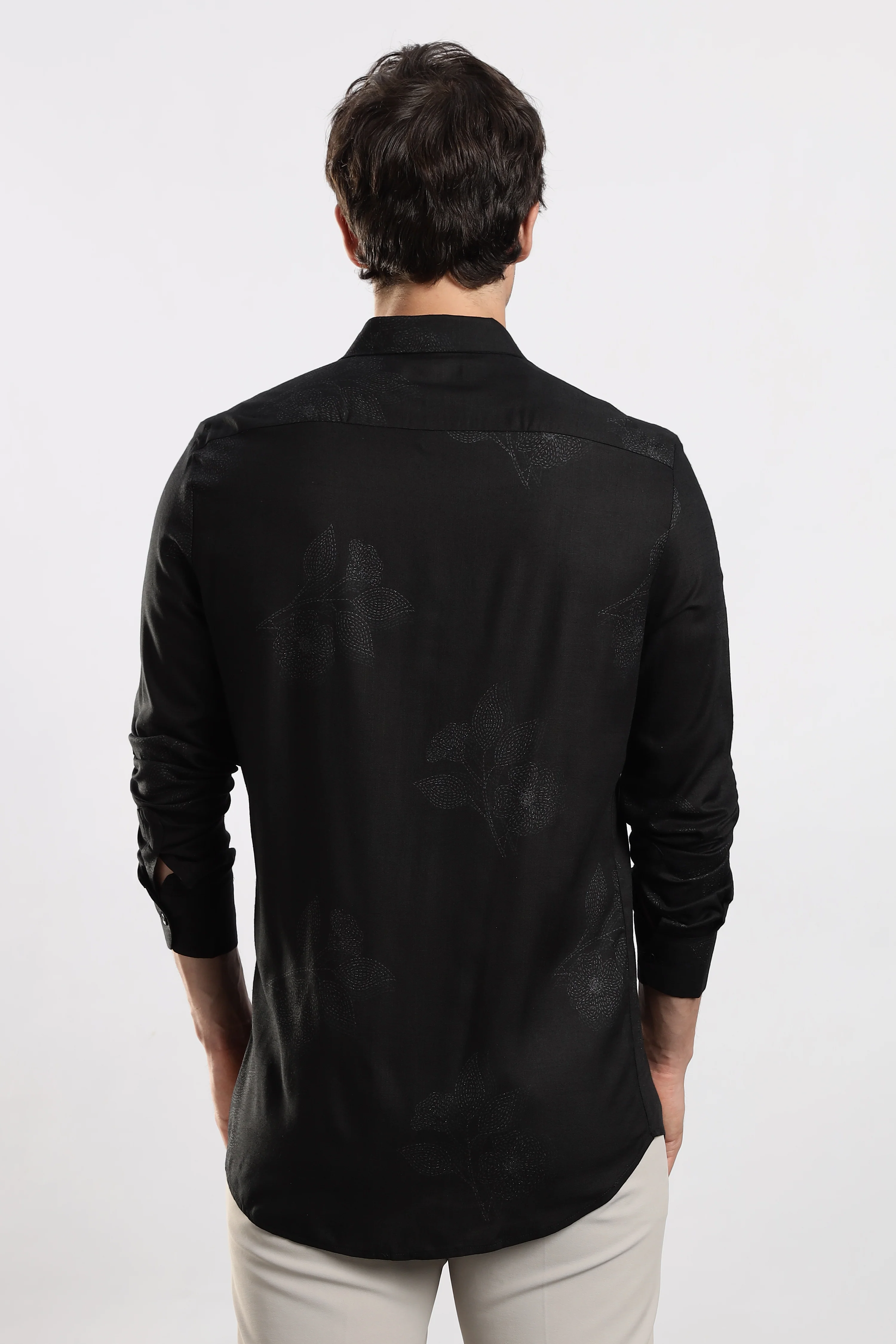 Men Black Glitter print festive wear - Image 5