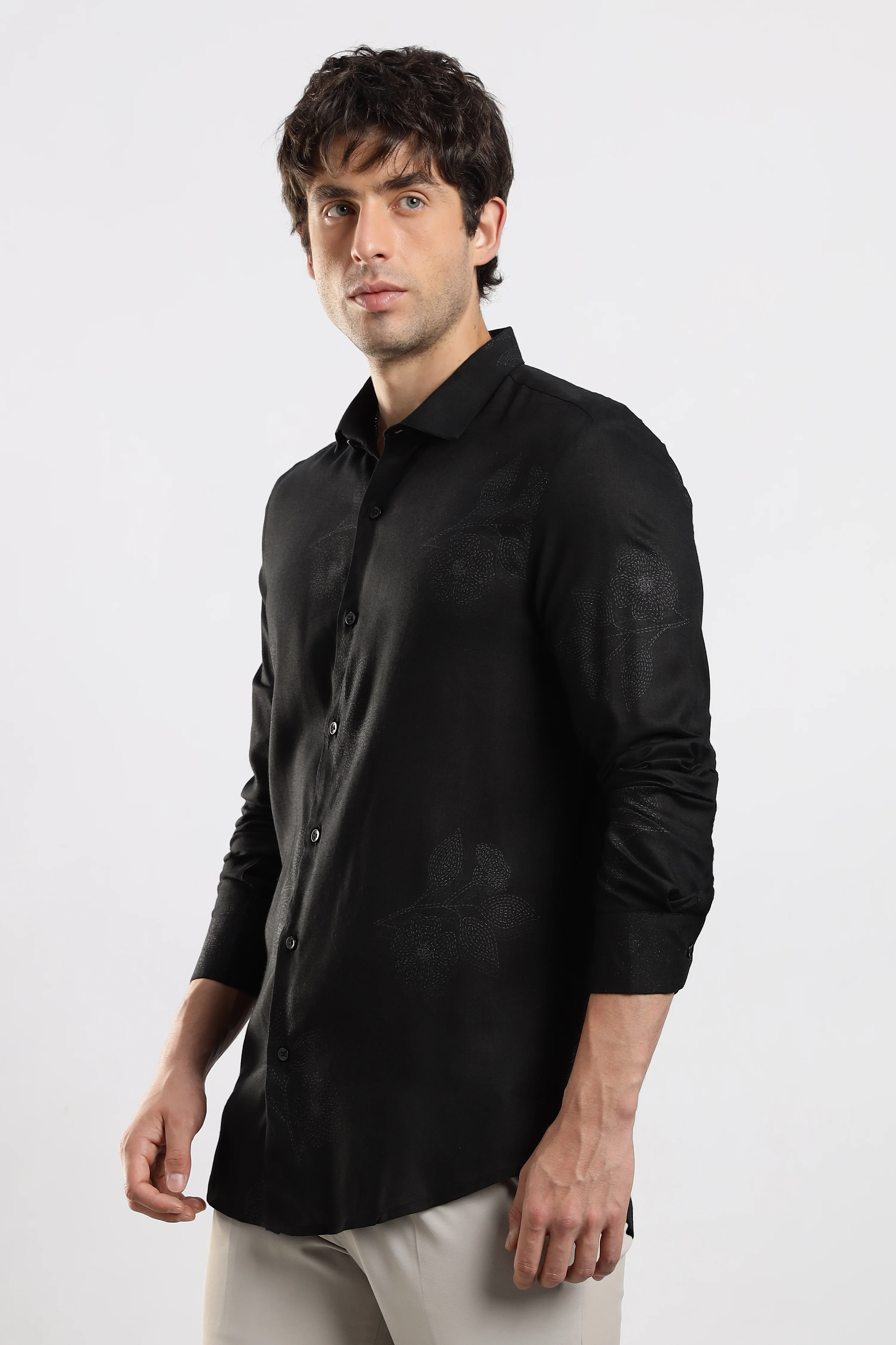 Men Black Glitter print festive wear - Image 6