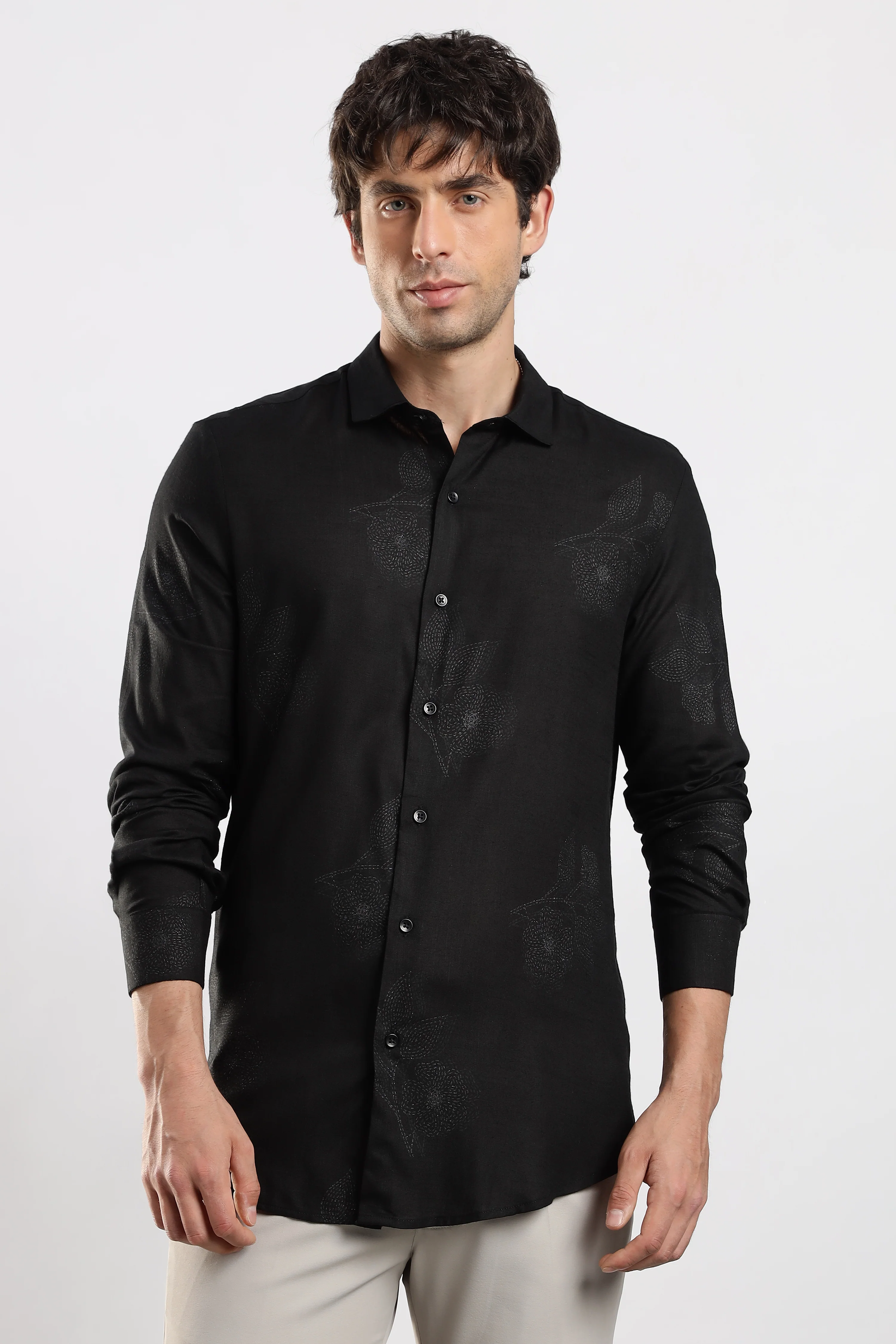 Men Black Glitter print festive wear - Image 7