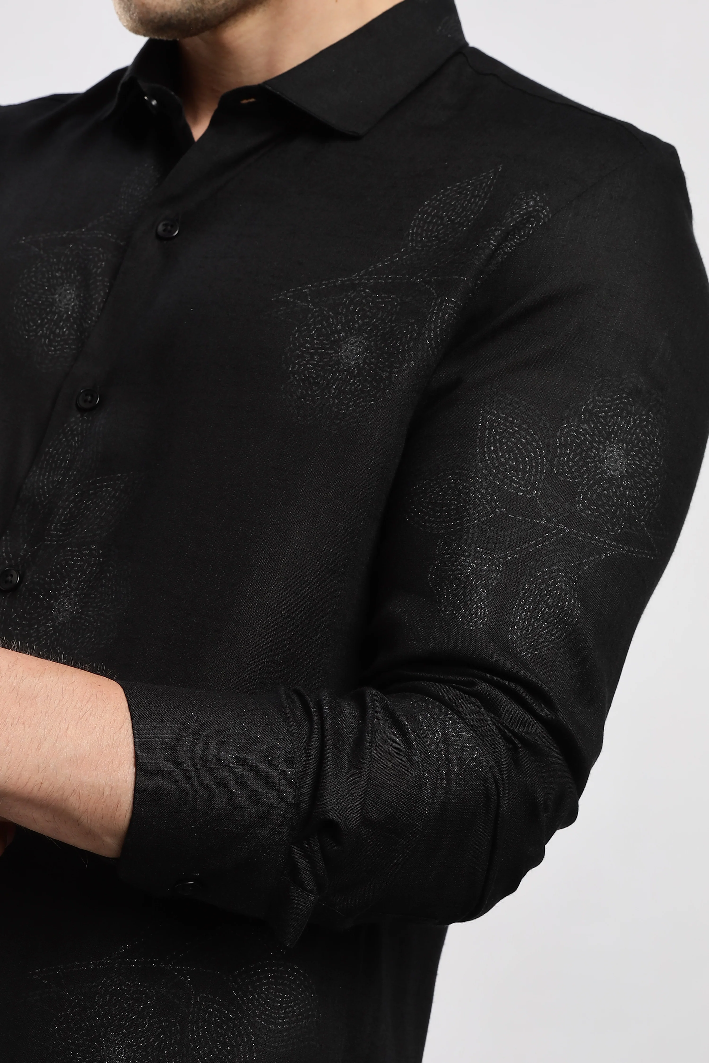 Men Black Glitter print festive wear - Image 8