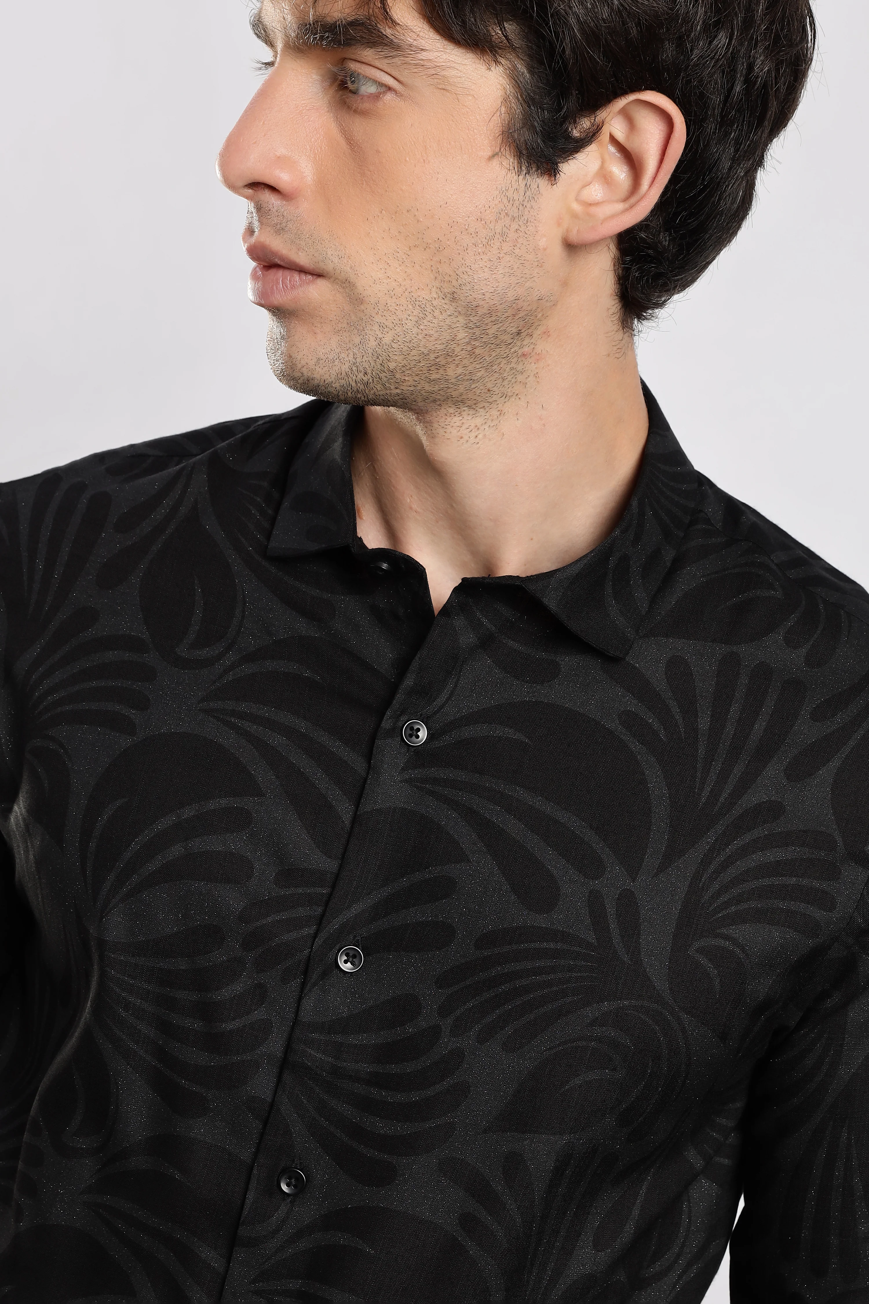 Men Black Glitter print festive wear - Image 3