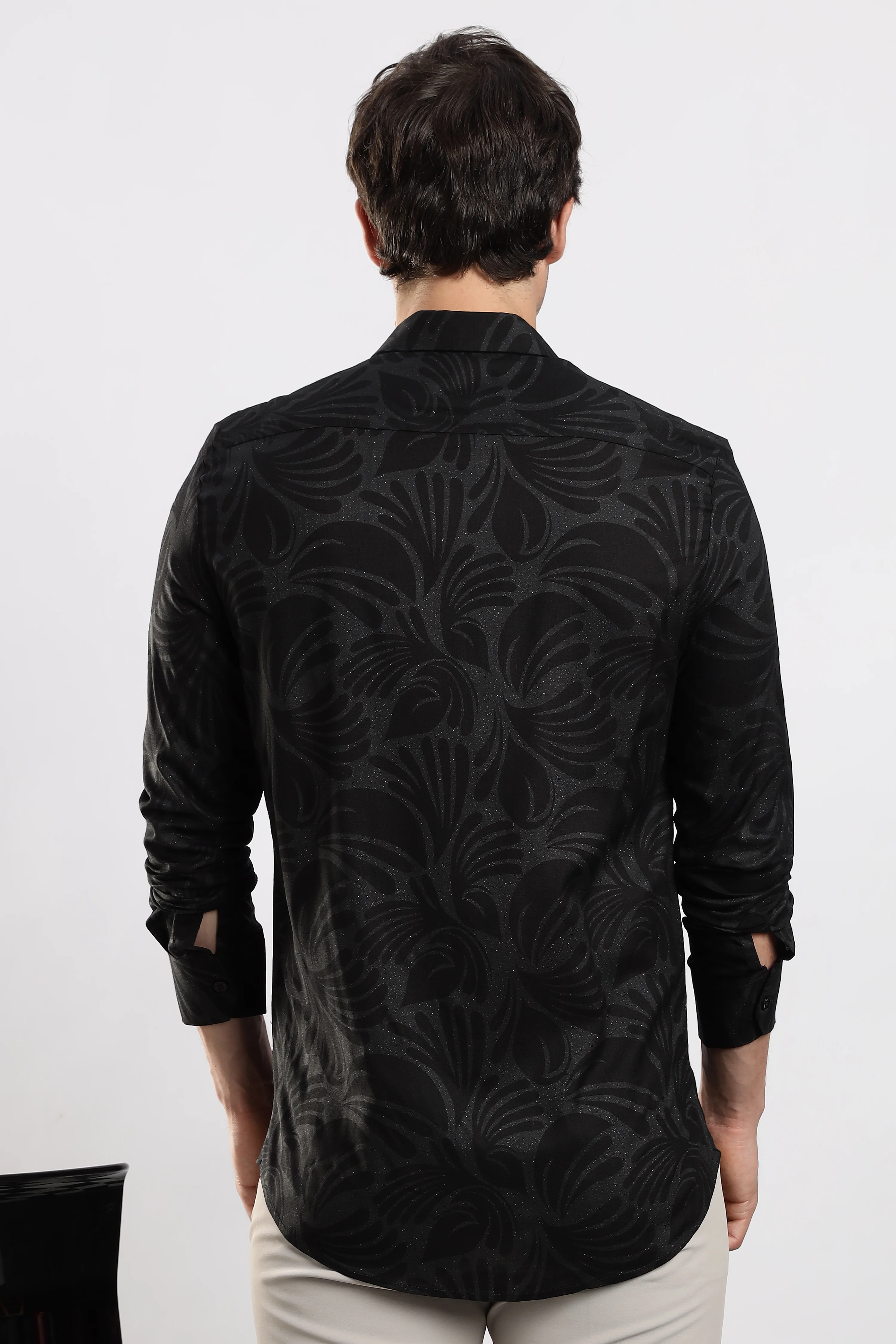 Men Black Glitter print festive wear - Image 4