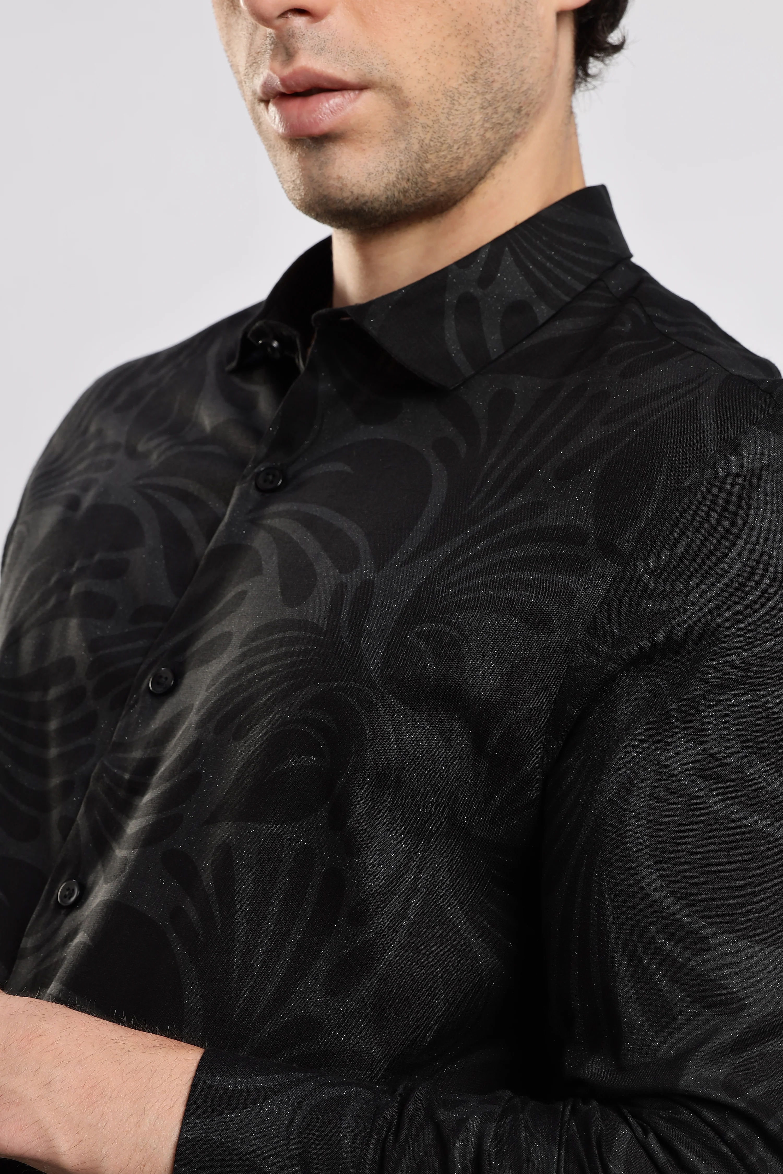 Men Black Glitter print festive wear - Image 8