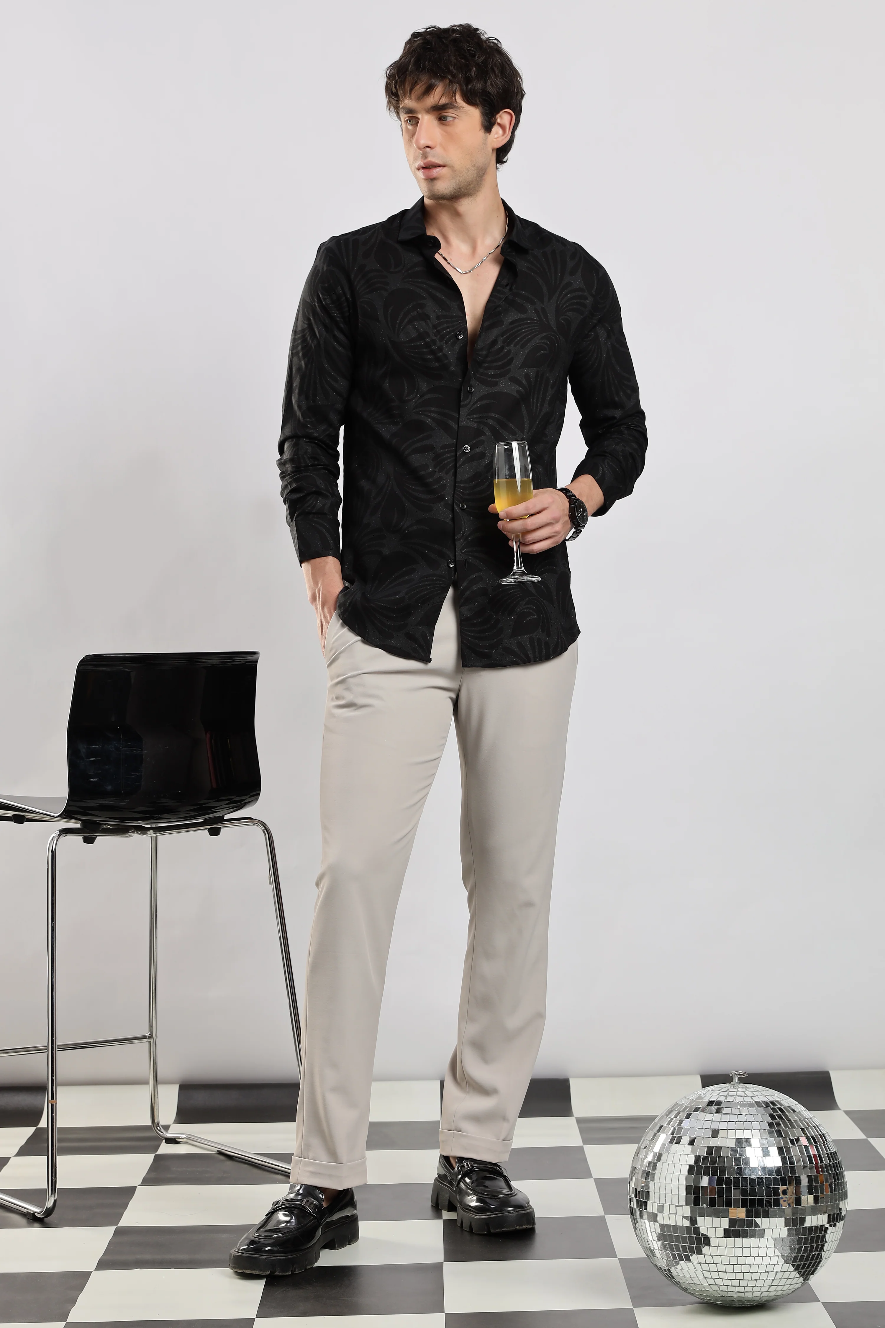 Men Black Glitter print festive wear - Image 9