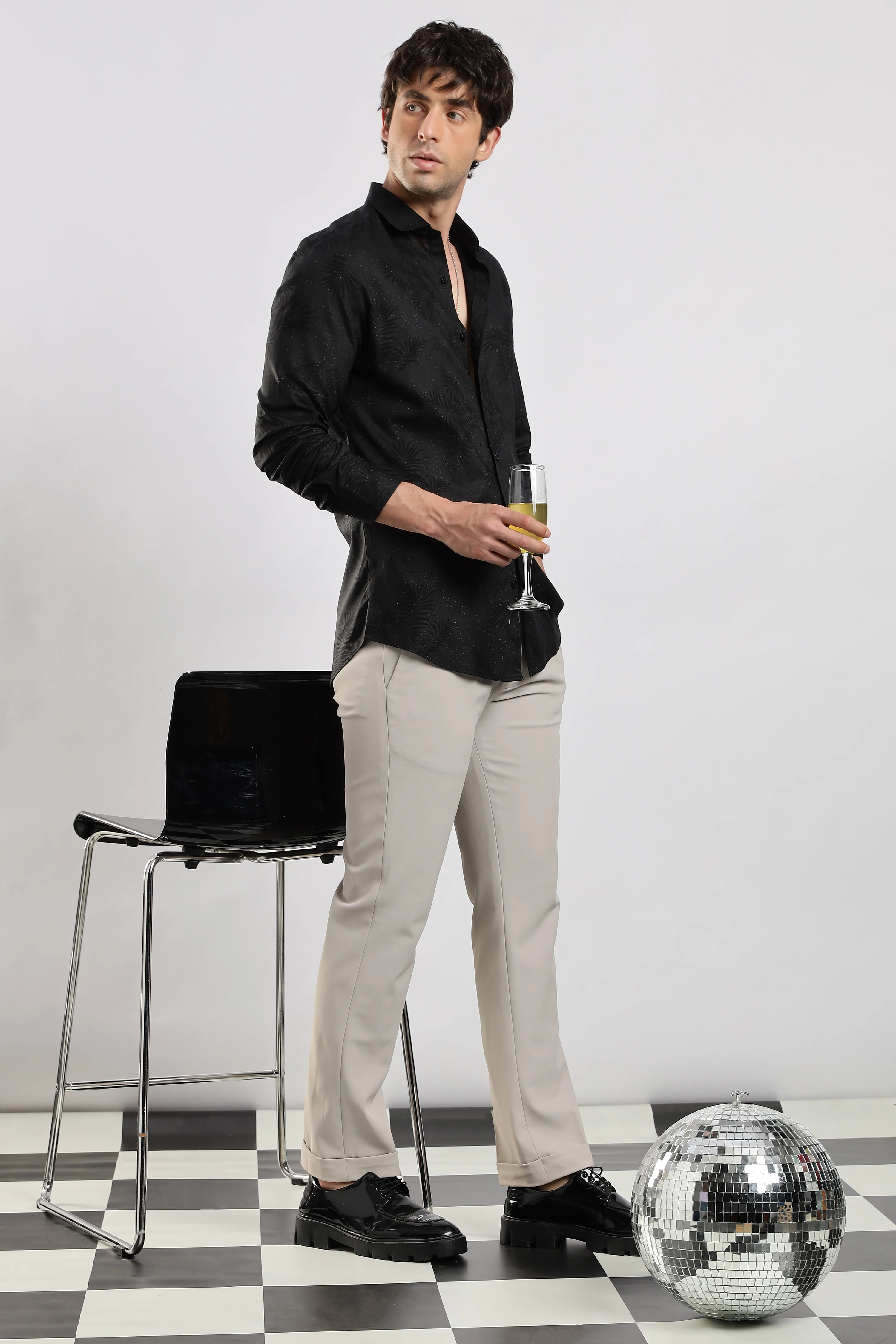 Men Black Glitter print festive wear - Image 10