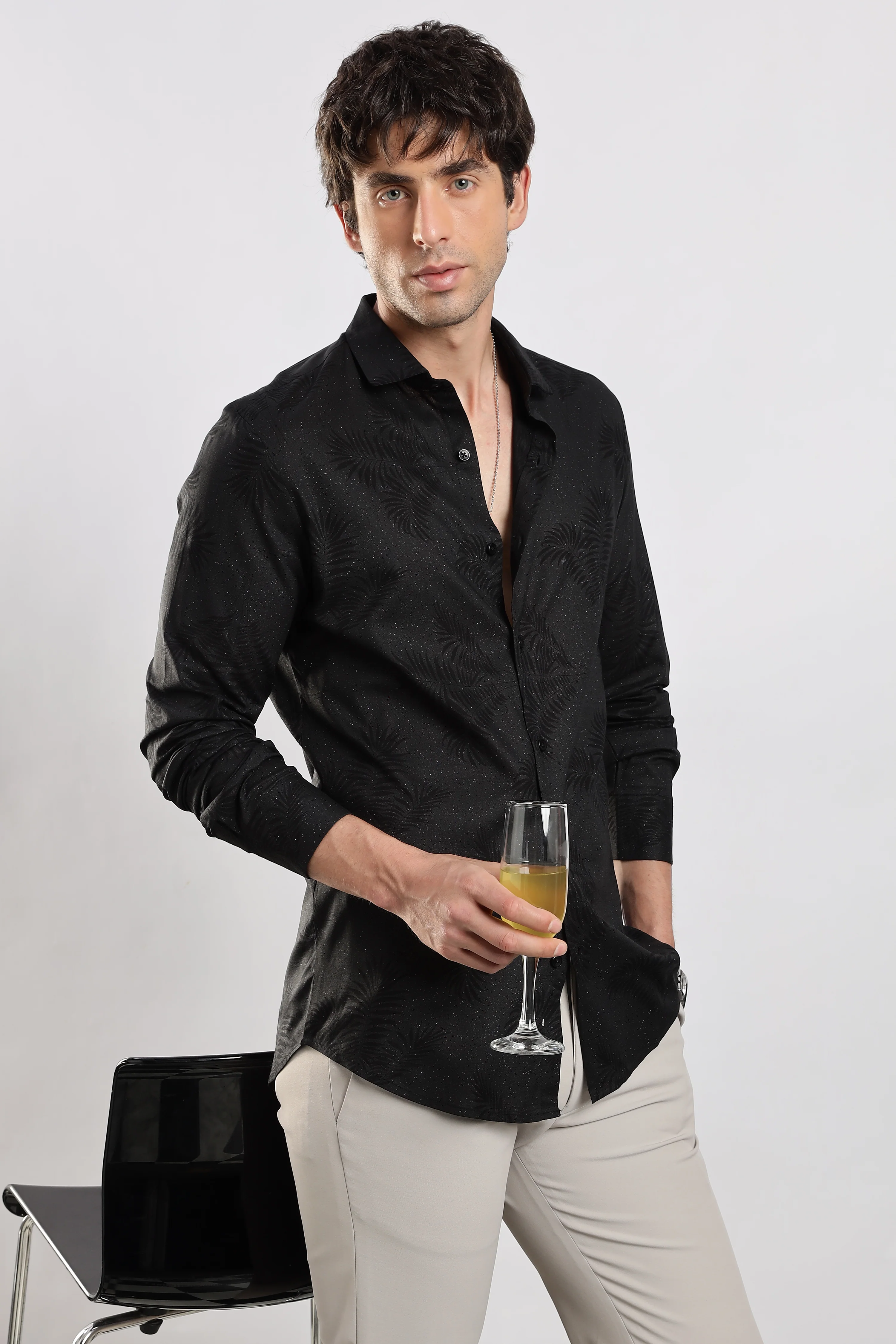 Men Black Glitter print festive wear - Image 11