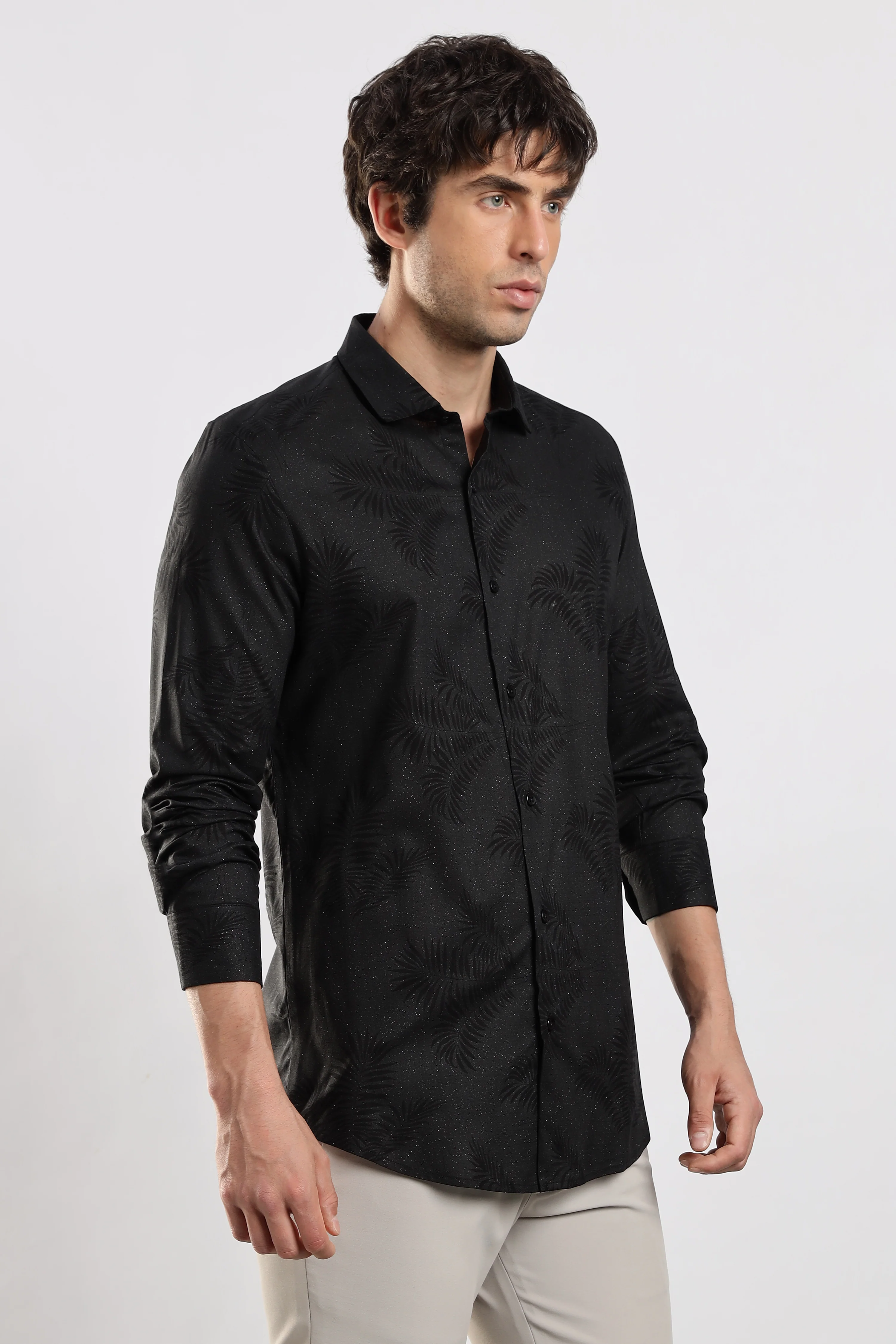 Men Black Glitter print festive wear - Image 4