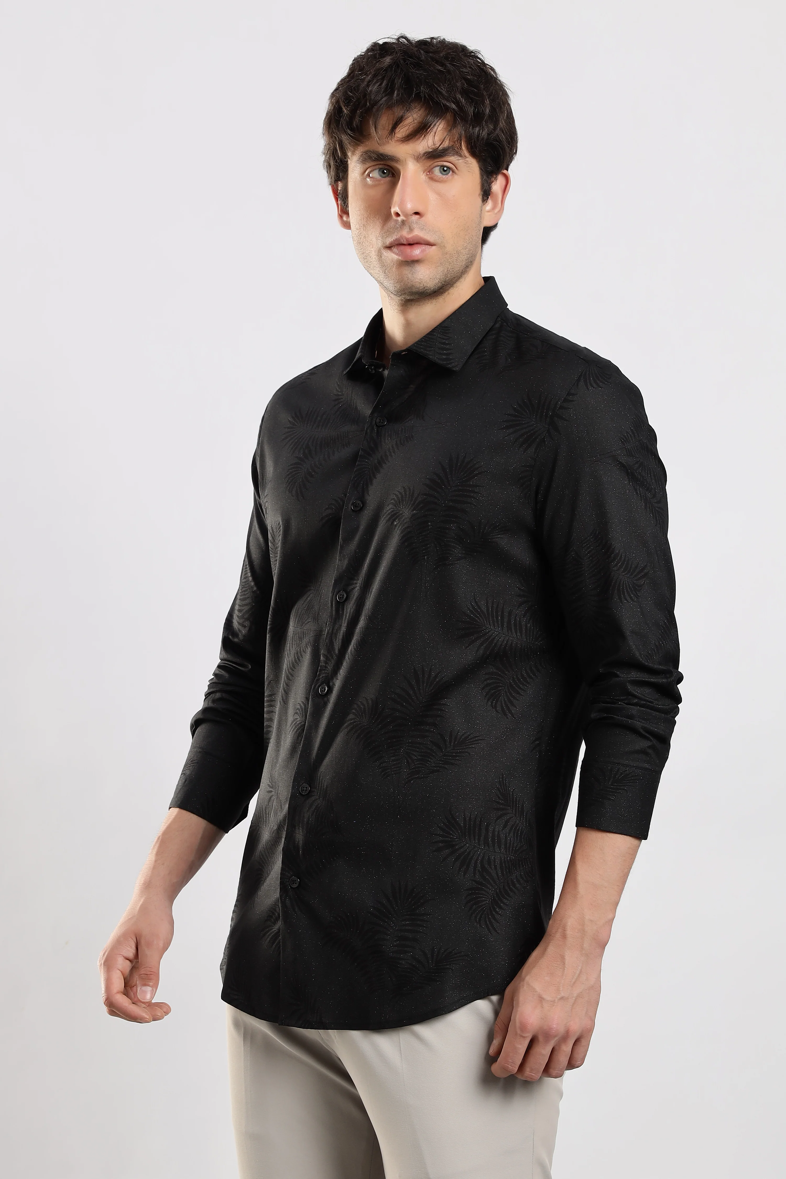 Men Black Glitter print festive wear - Image 5