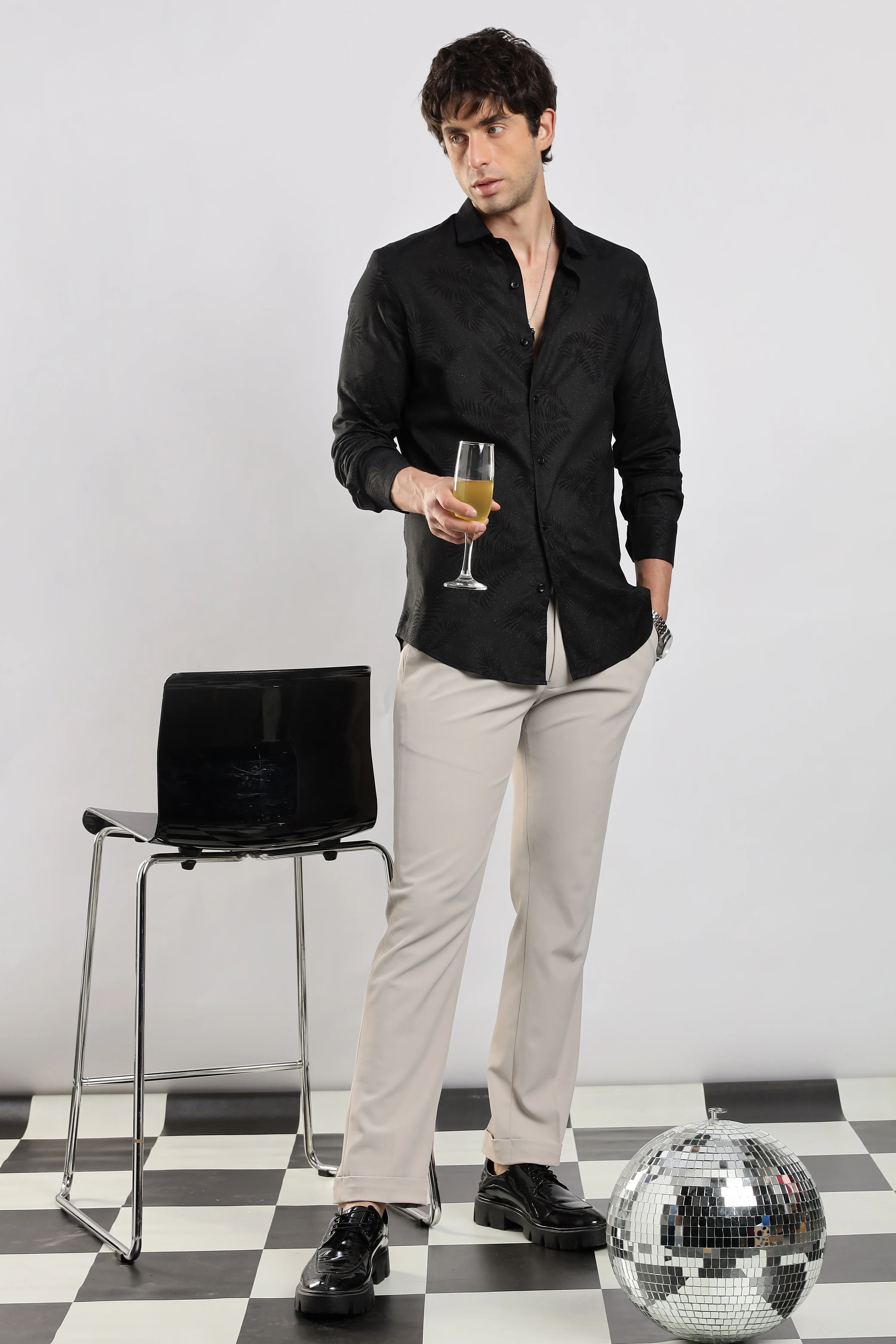 Men Black Glitter print festive wear - Image 9