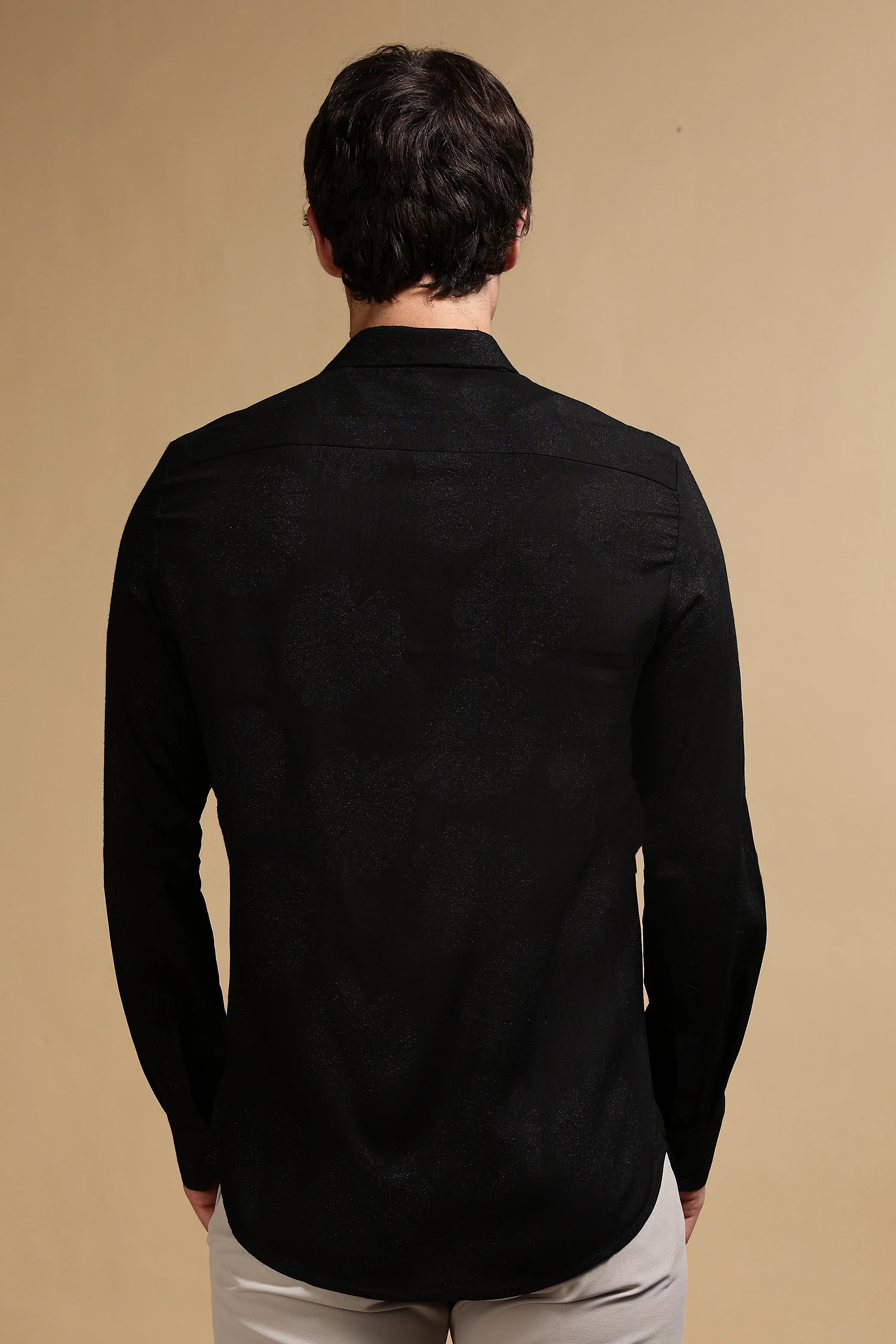 Men Black Glitter print festive wear - Image 4