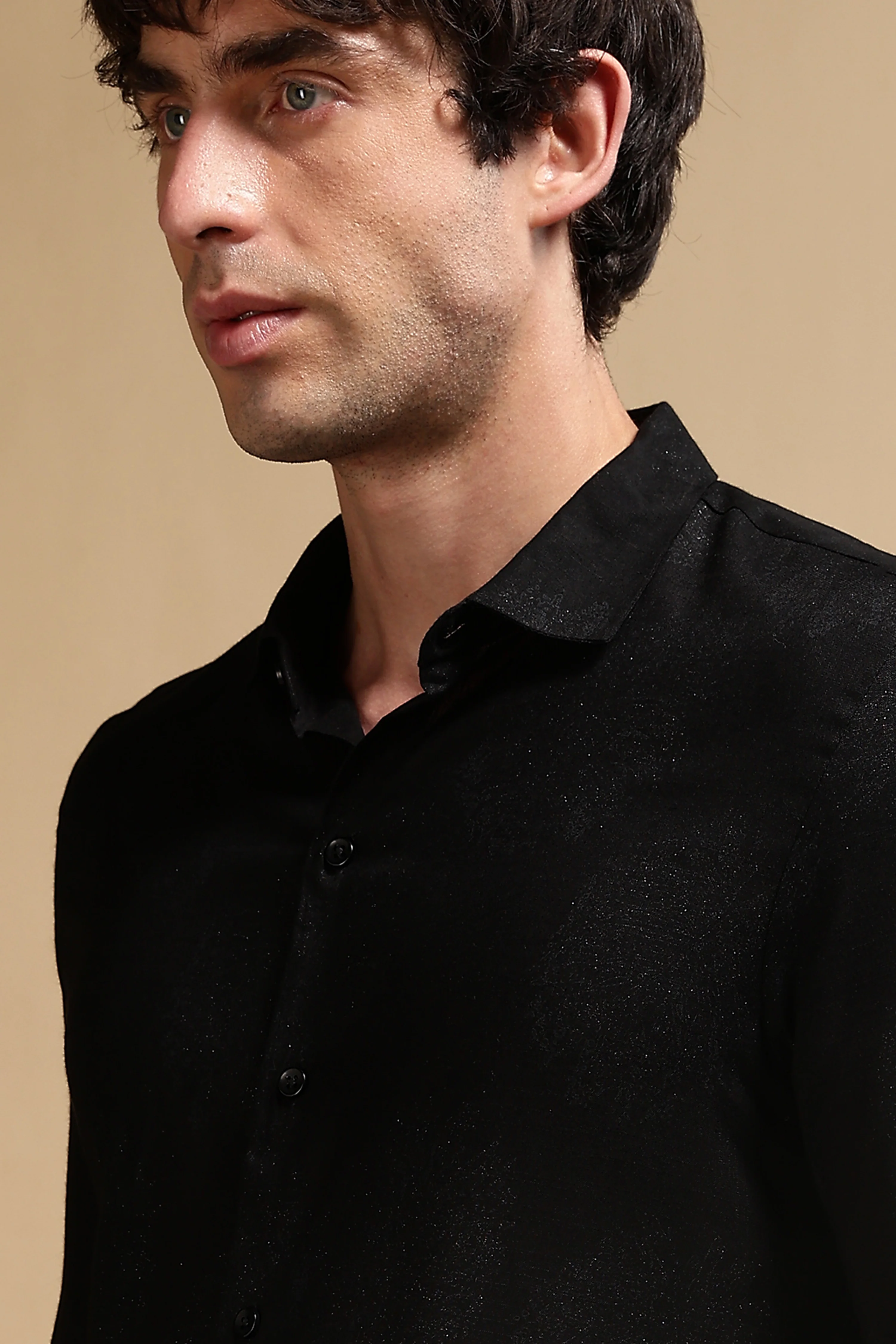 Men Black Glitter print festive wear - Image 8