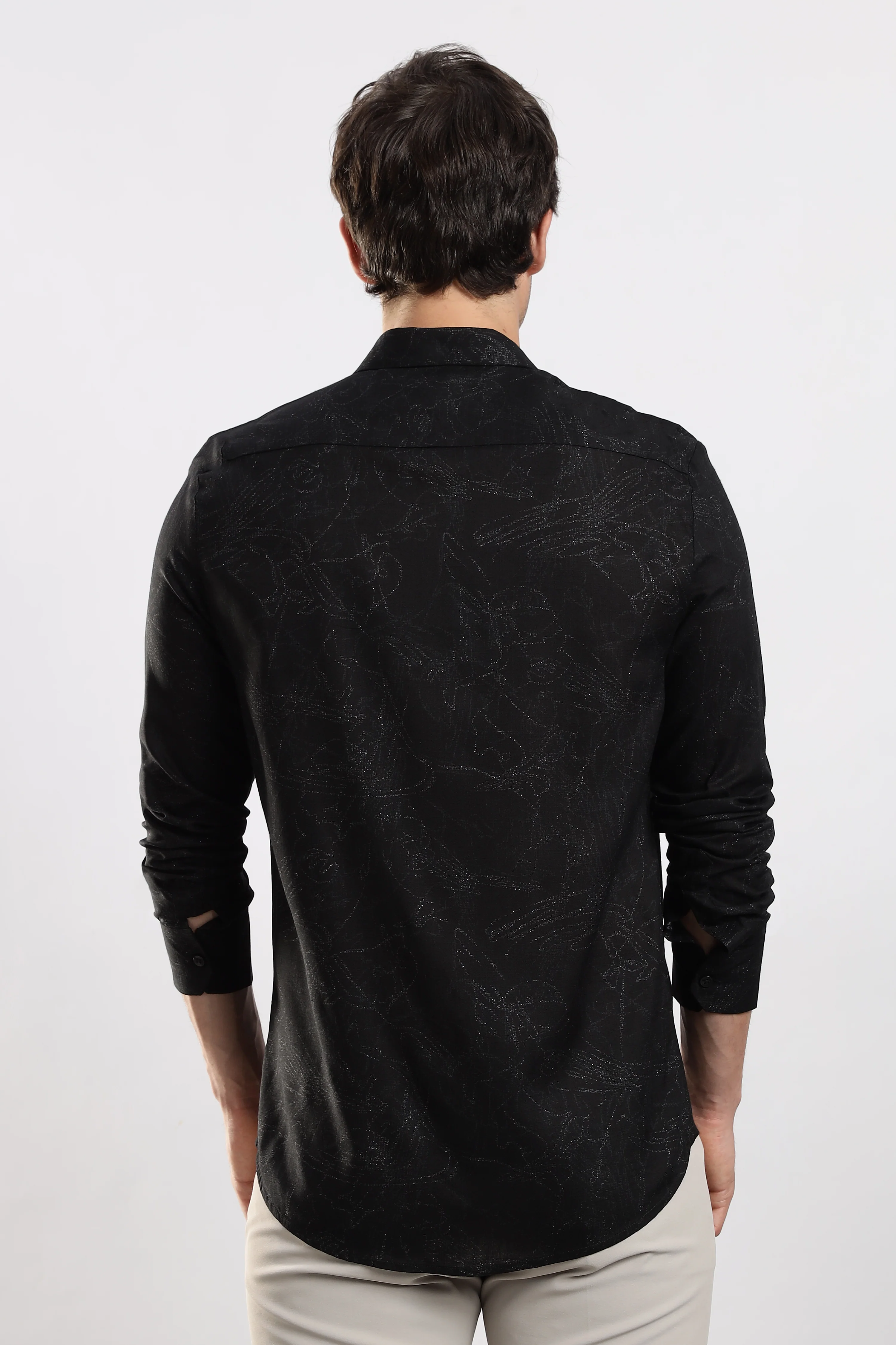 Men Black Glitter print festive wear - Image 4
