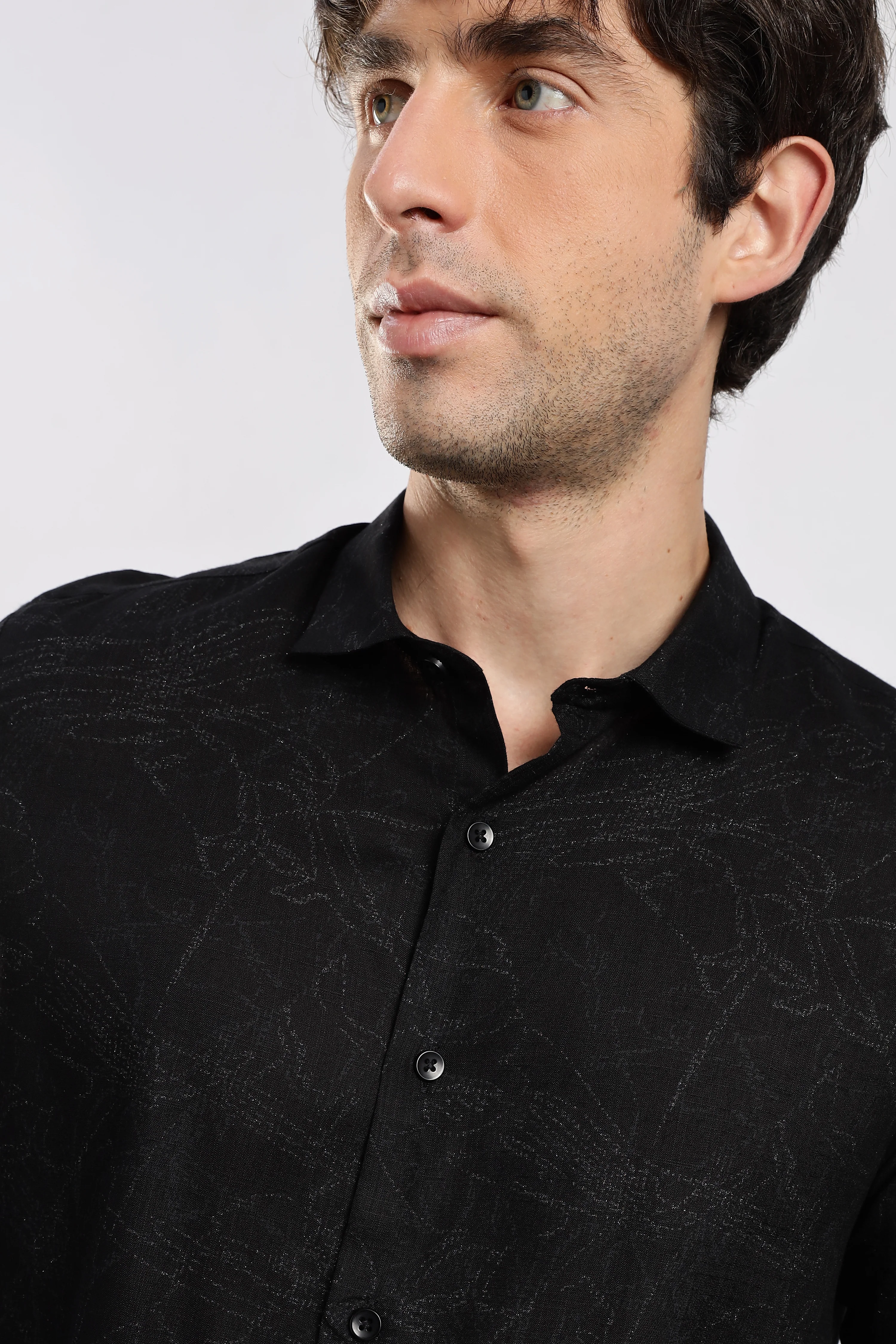Men Black Glitter print festive wear - Image 6