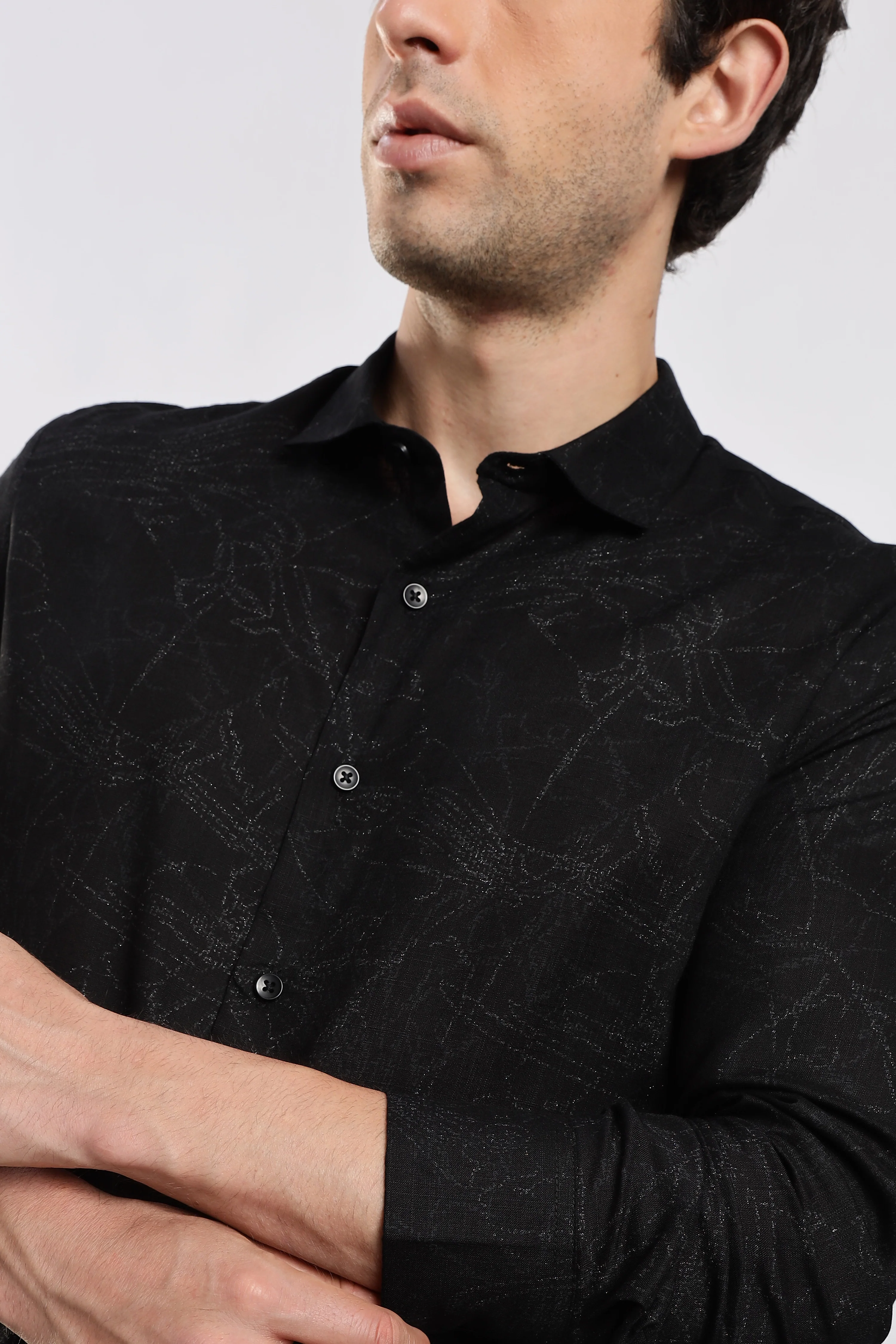 Men Black Glitter print festive wear - Image 7