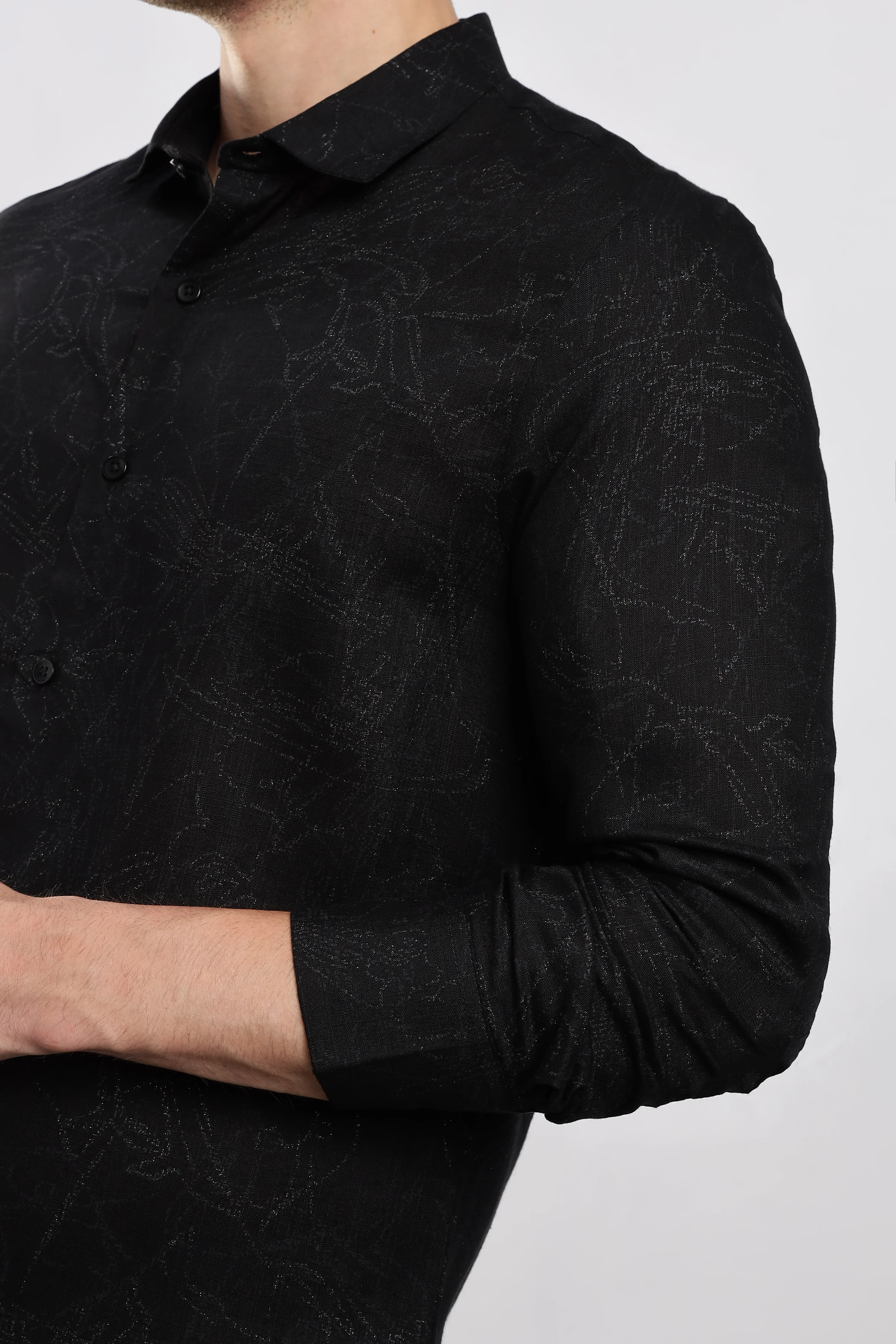 Men Black Glitter print festive wear - Image 9