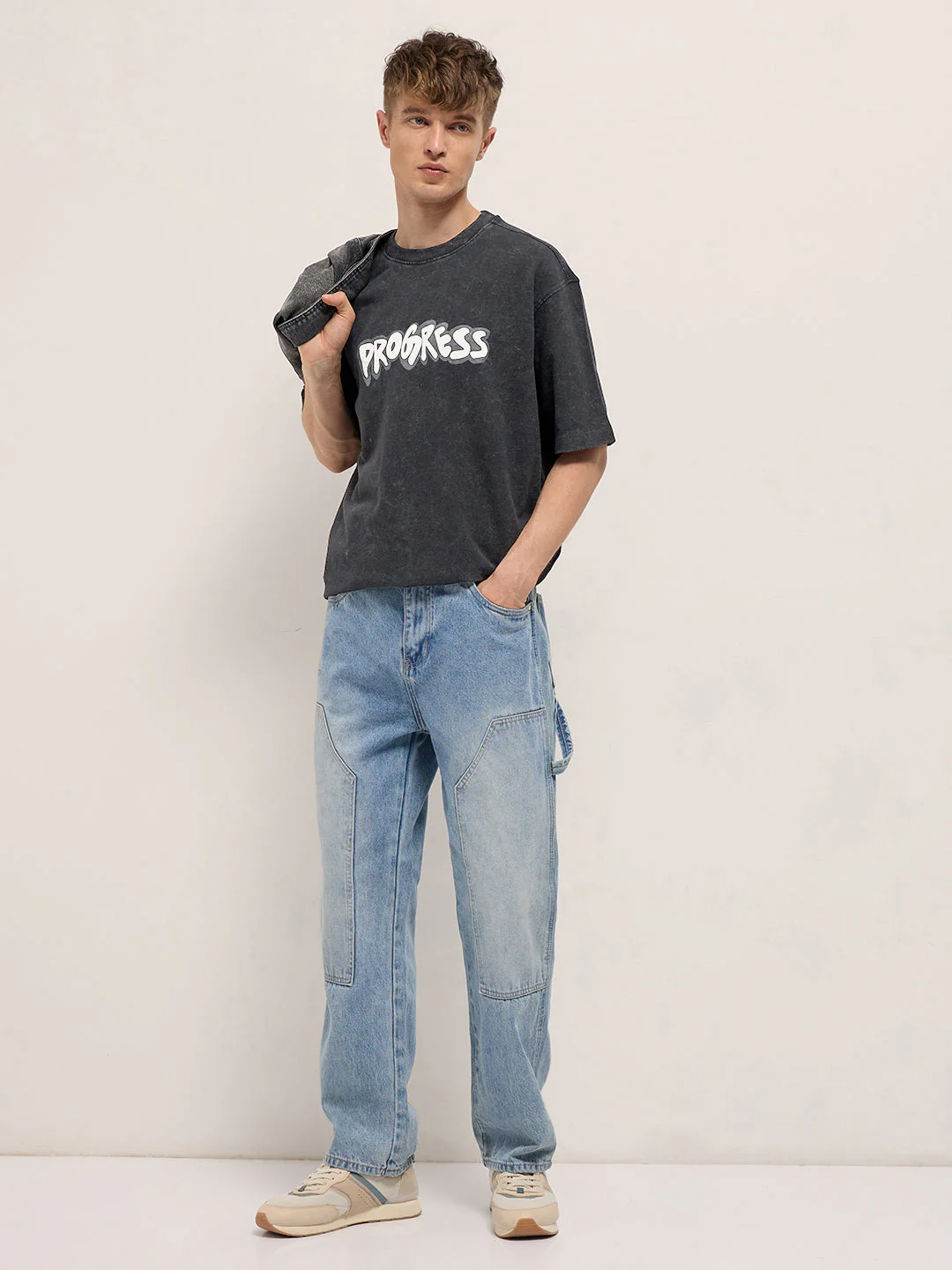 Men Black Graphic Print Oversized T-Shirt - Image 4