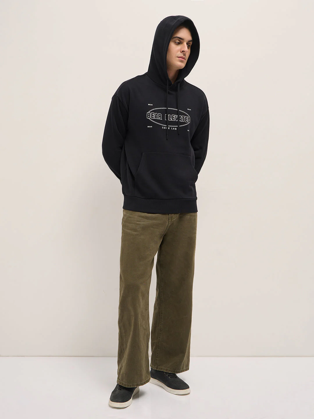 Men Black Graphic Print Relax Fit Hoodie - Image 4
