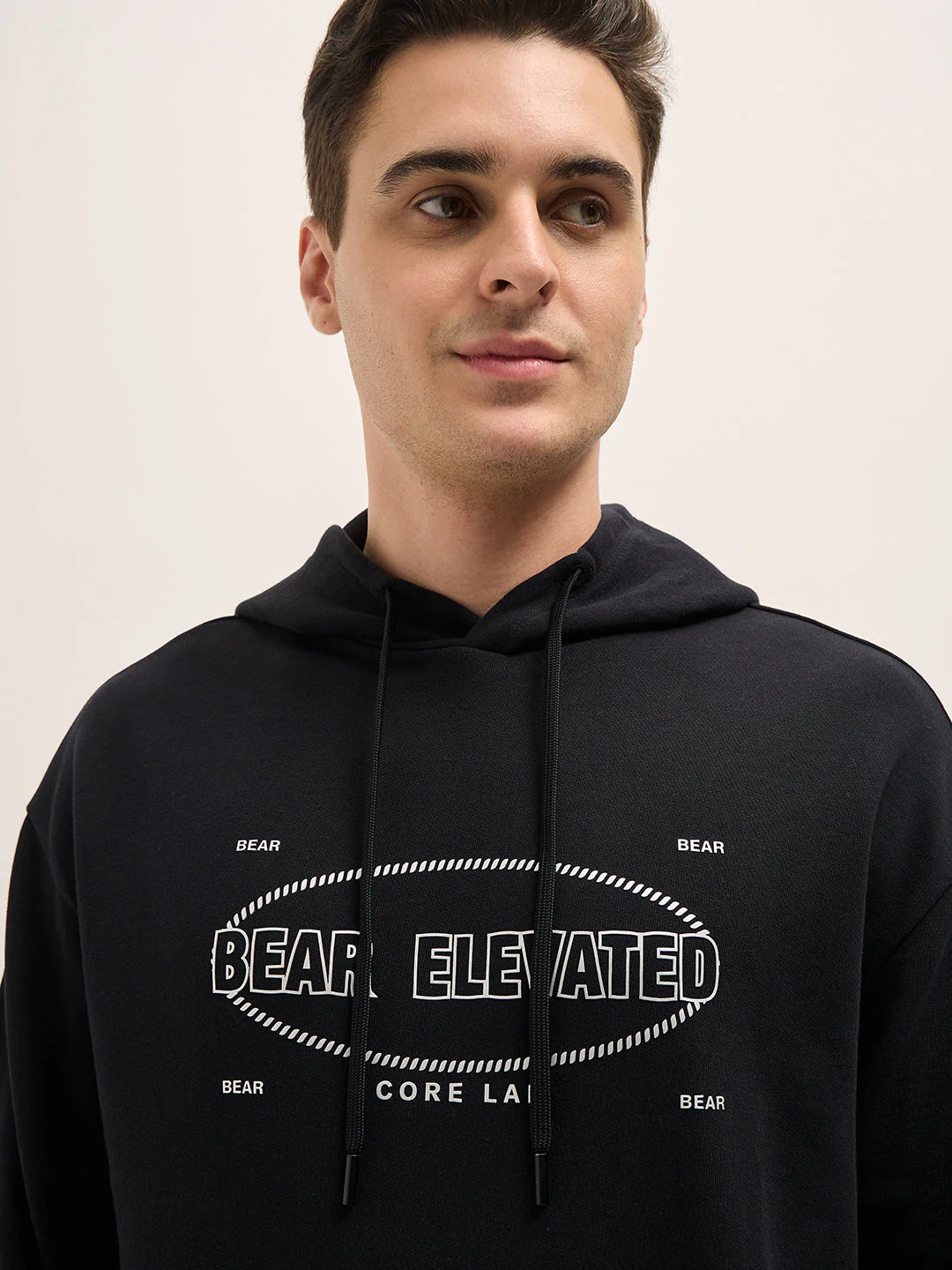 Men Black Graphic Print Relax Fit Hoodie - Image 5