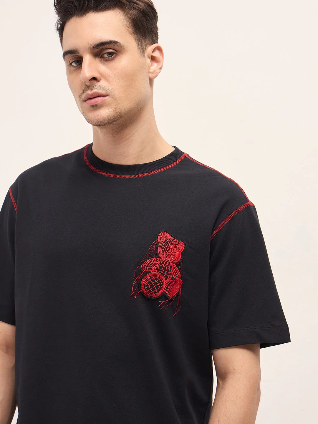 Men Black Graphic T-shirt Features a Bold Statement Back Design - Image 5