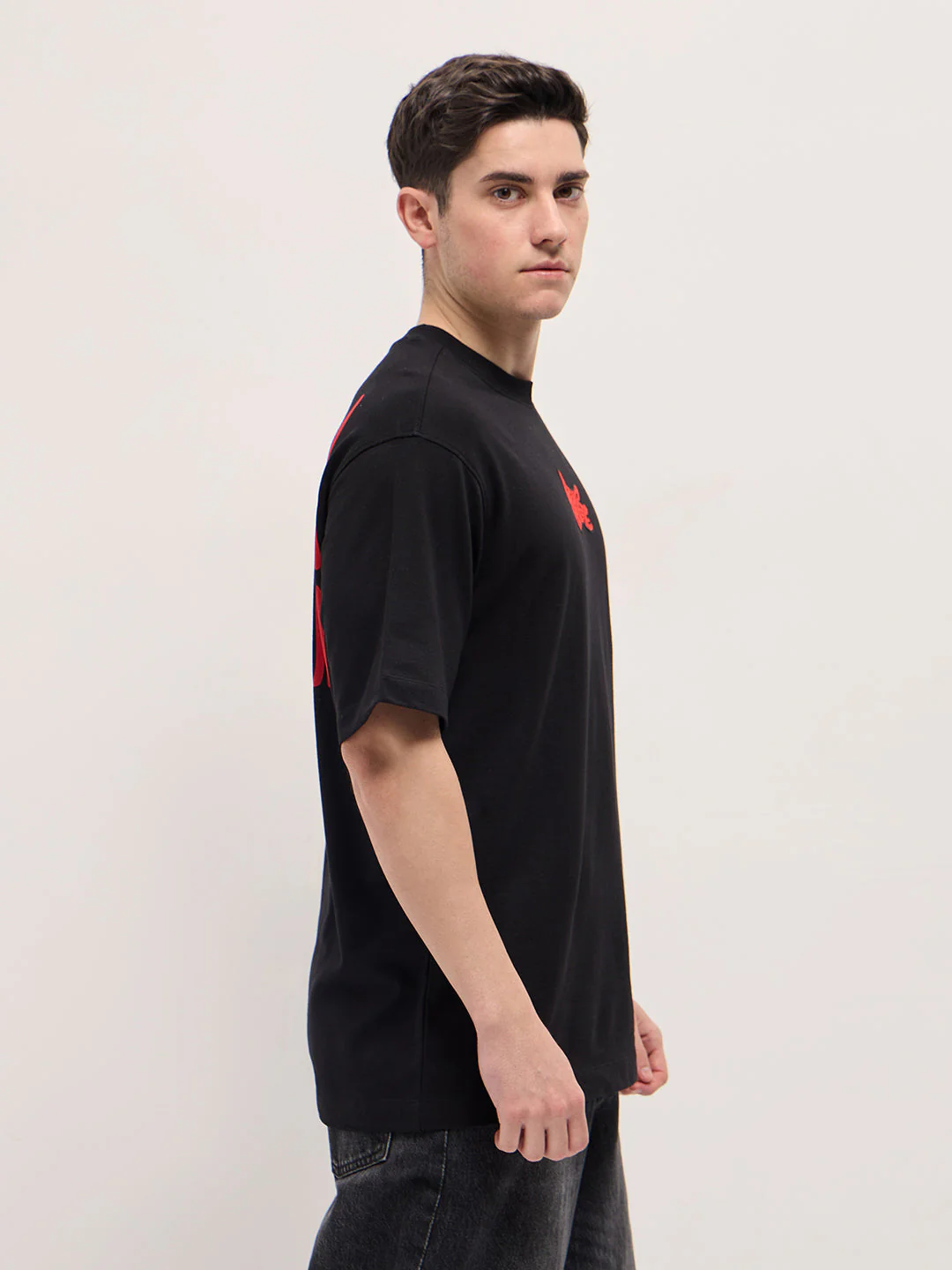 Men Black Graphic T-Shirt - Image 3