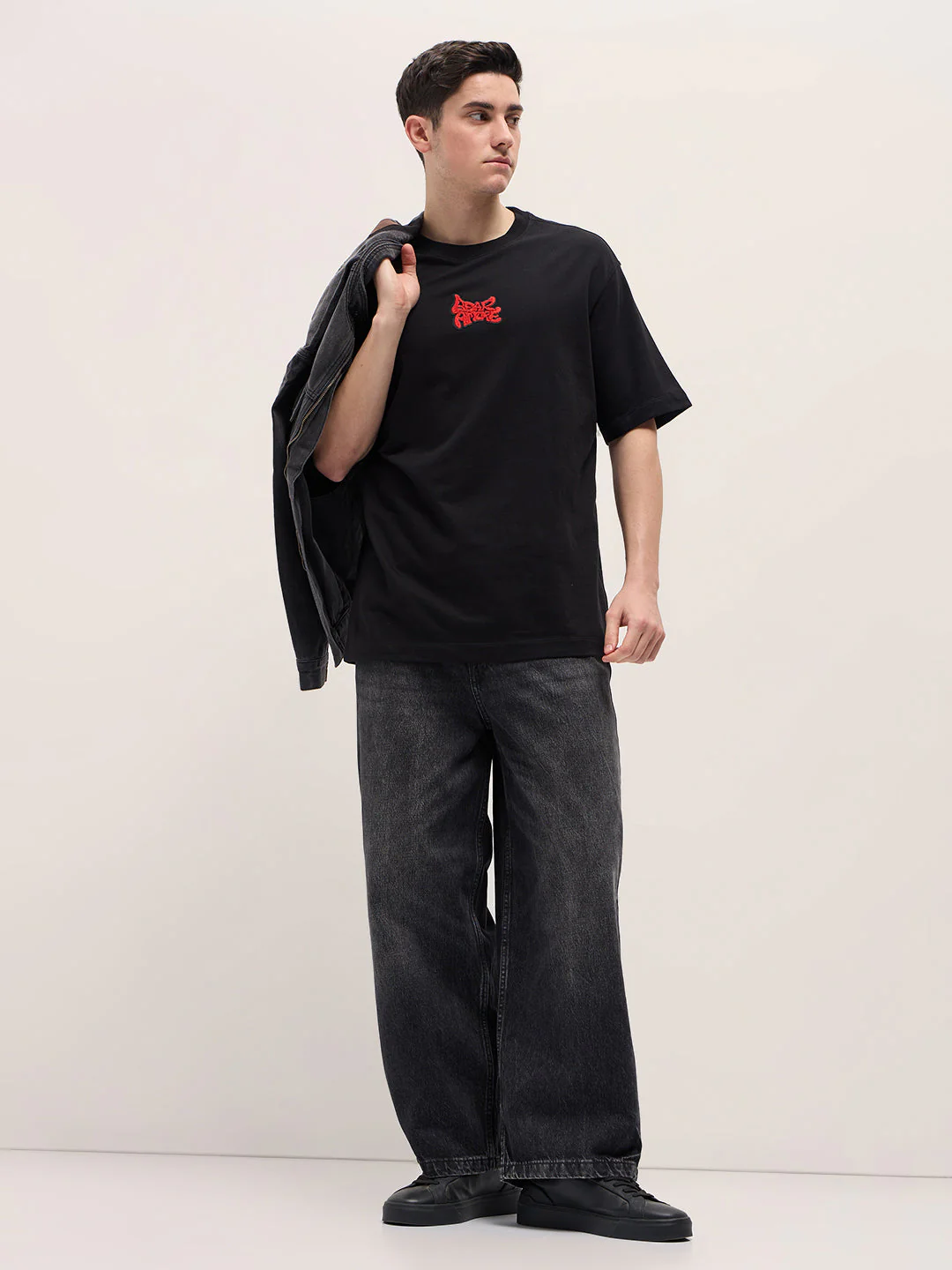 Men Black Graphic T-Shirt - Image 4