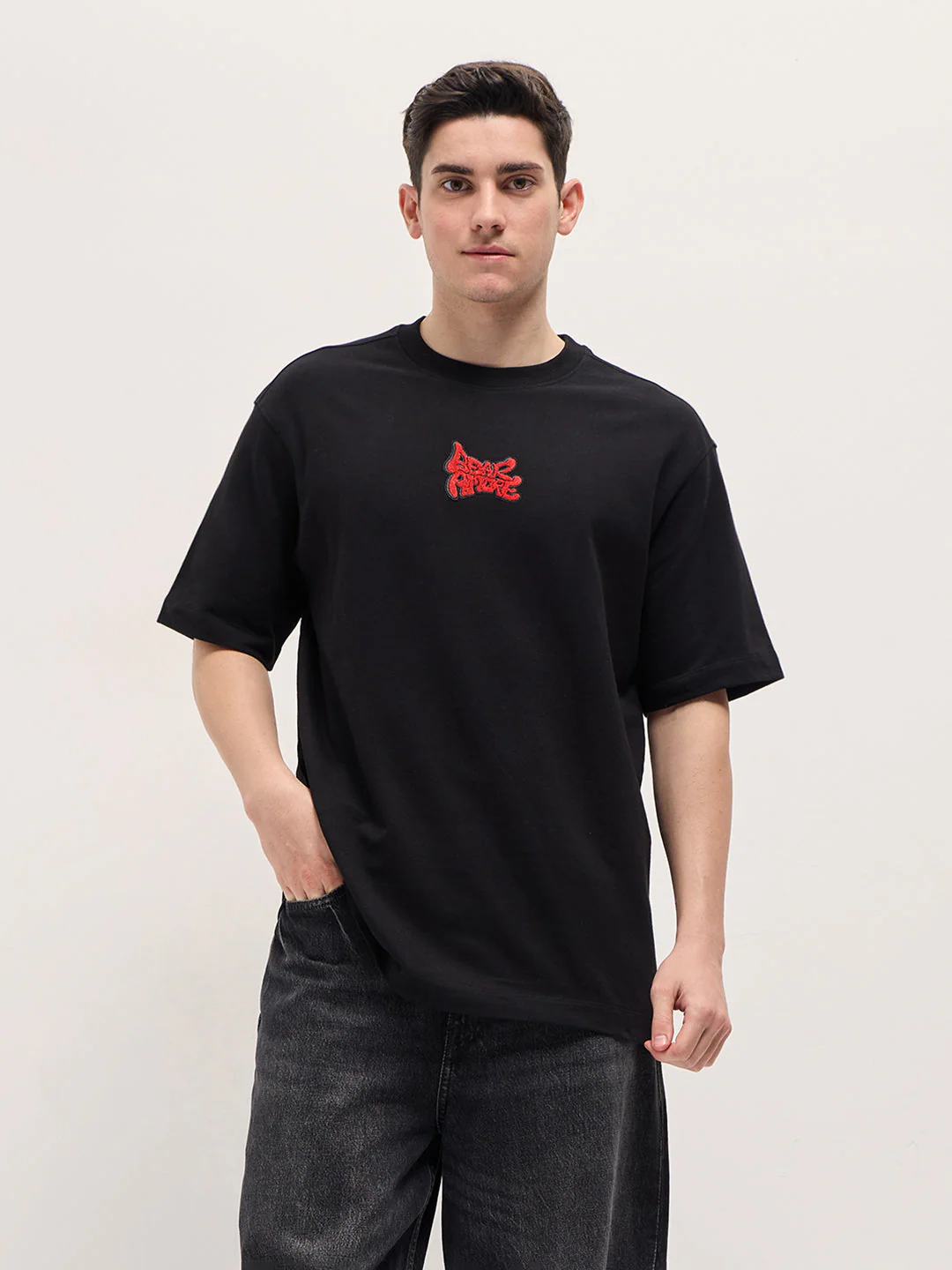 Men Black Graphic T-Shirt - Image 6