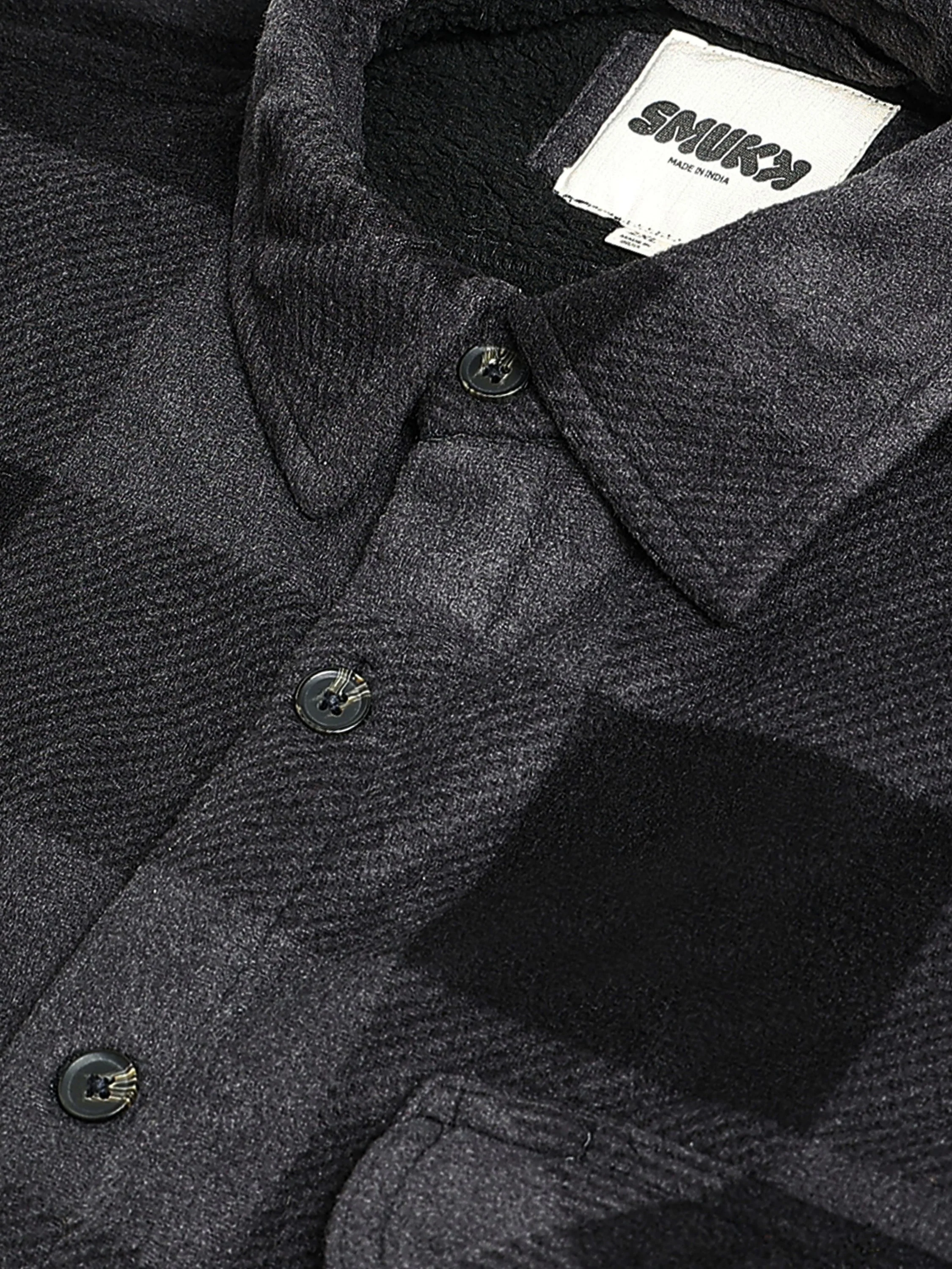 Men Black Polar Fleece Shacket - Image 3