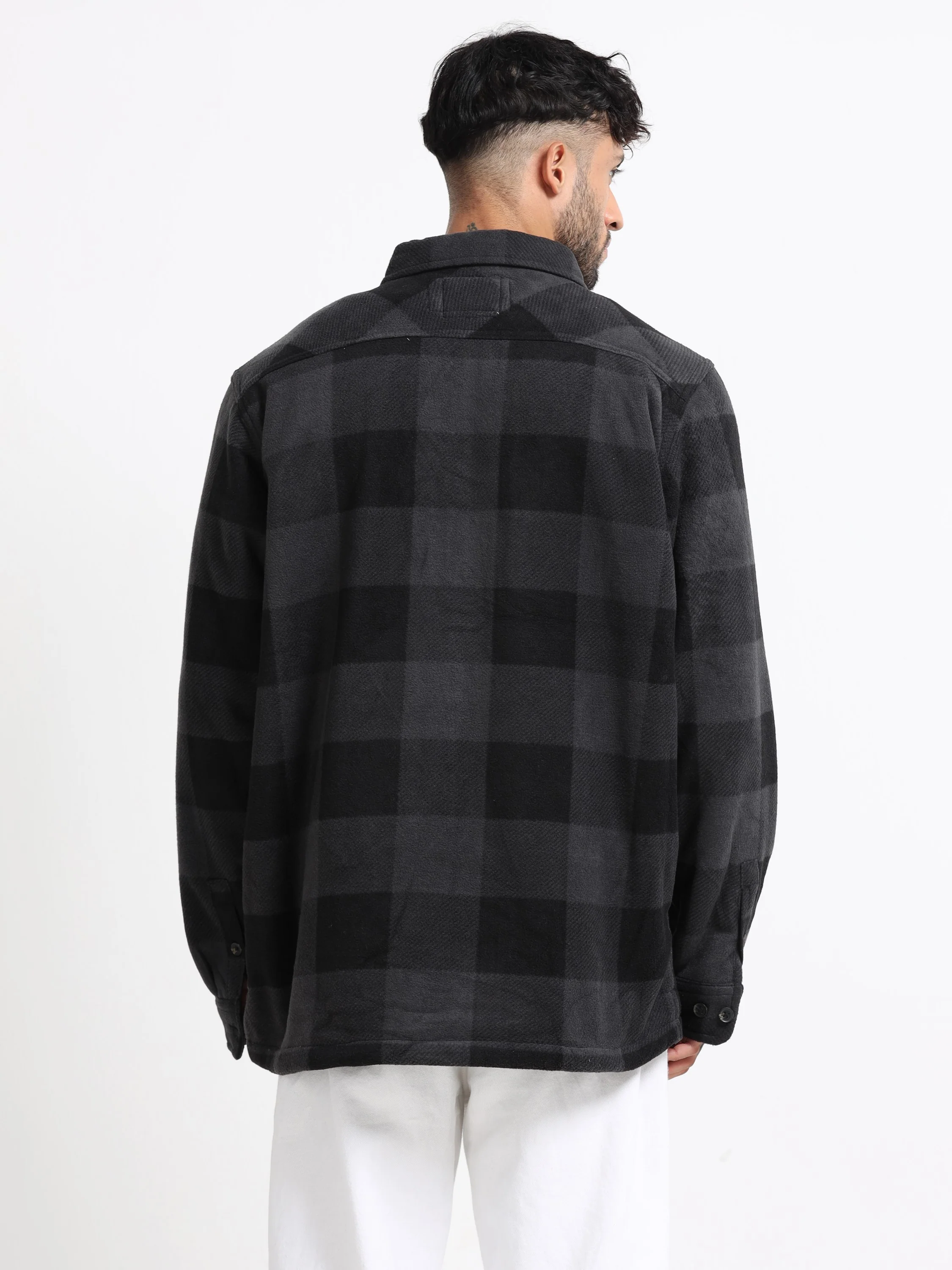 Men Black Polar Fleece Shacket - Image 5