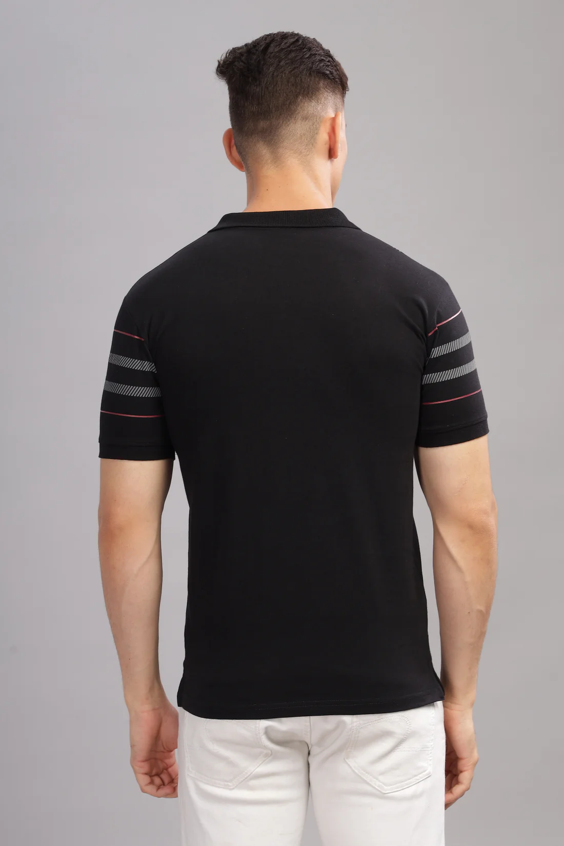 Men Black Regular Fit Polo T-Shirt - Image 3