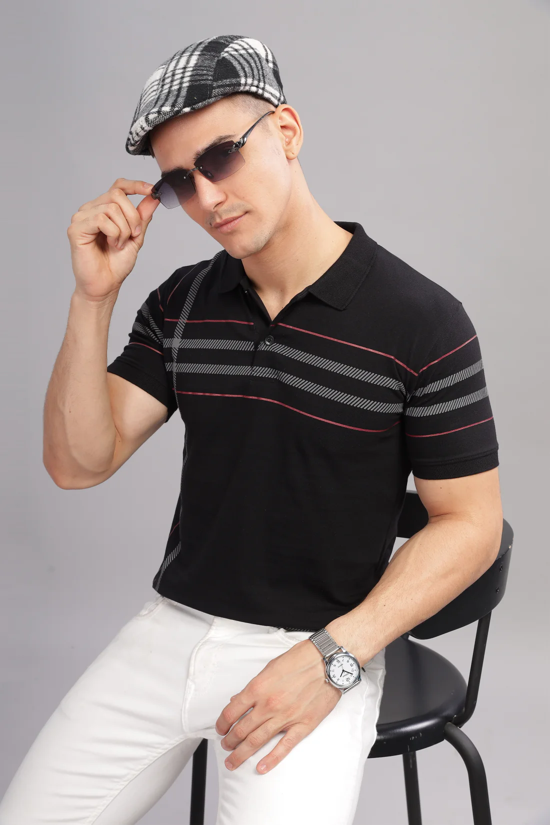Men Black Regular Fit Polo T-Shirt - Image 6