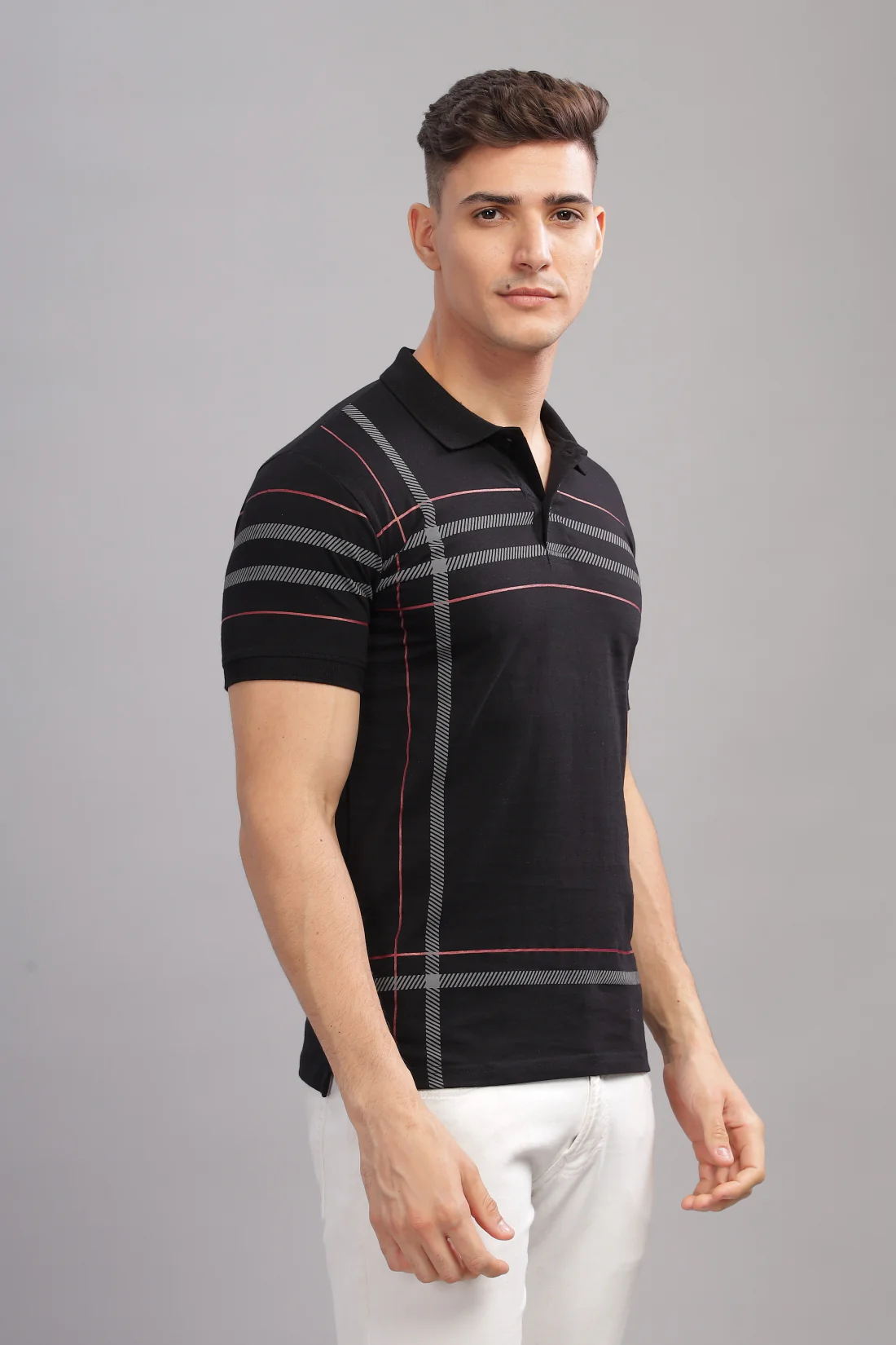 Men Black Regular Fit Polo T-Shirt - Image 7