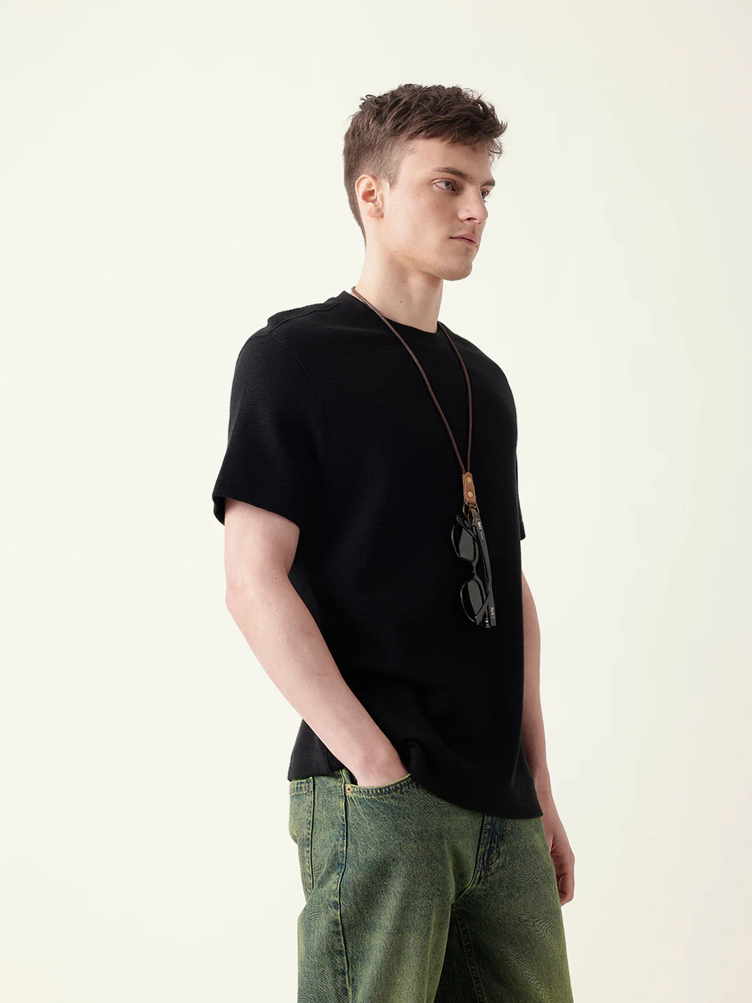 Men Black Half Sleeve Regular T-Shirt - Image 5