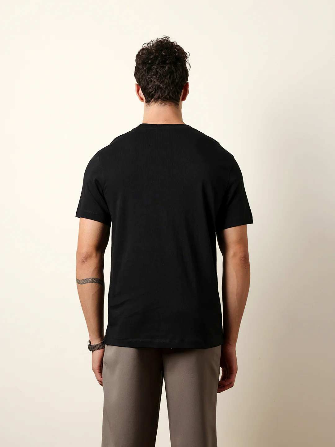 Men Black Half Sleeve Regular T-Shirt - Image 7