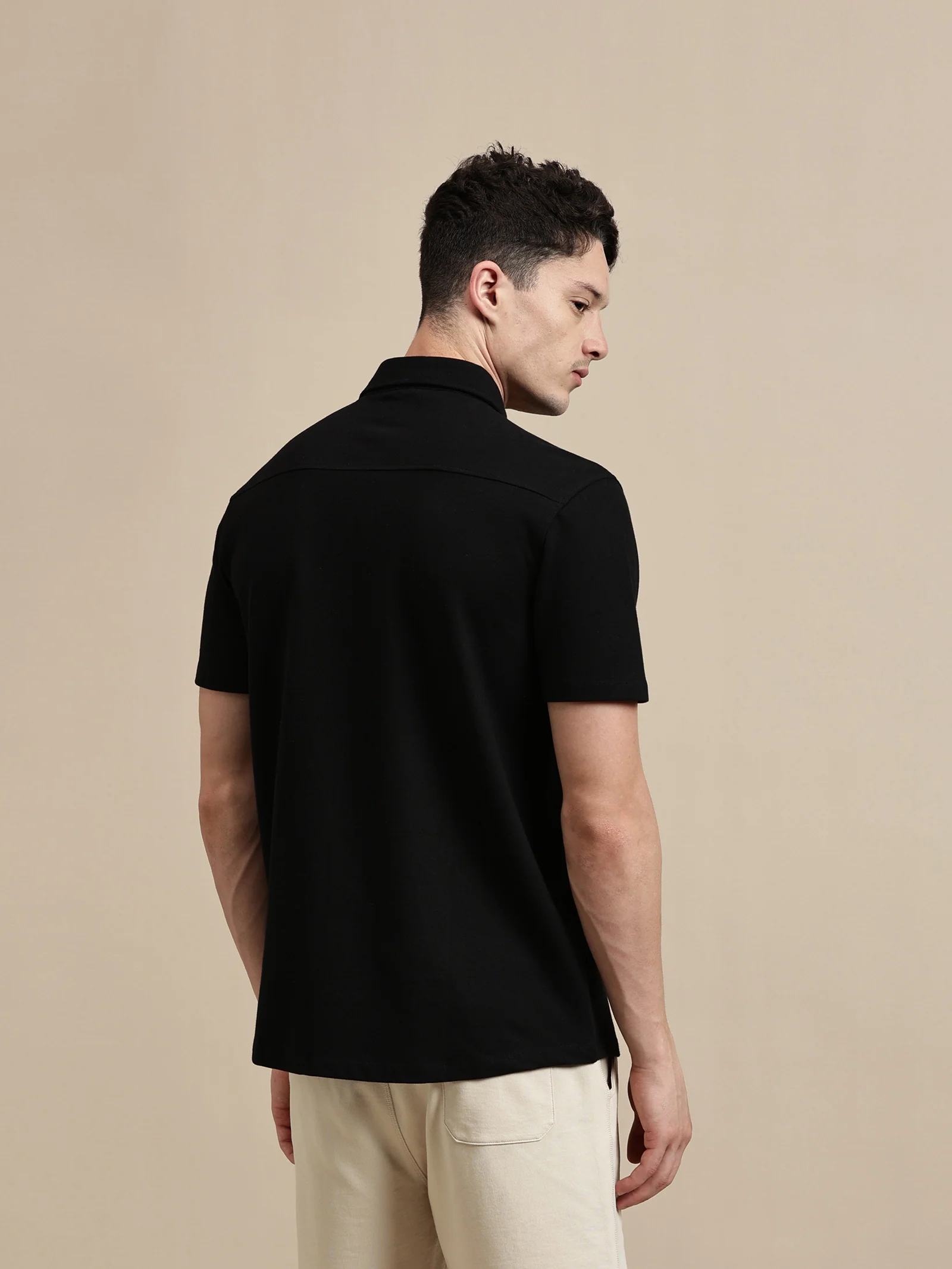 Men Black Half Sleeve Shirt - Image 3
