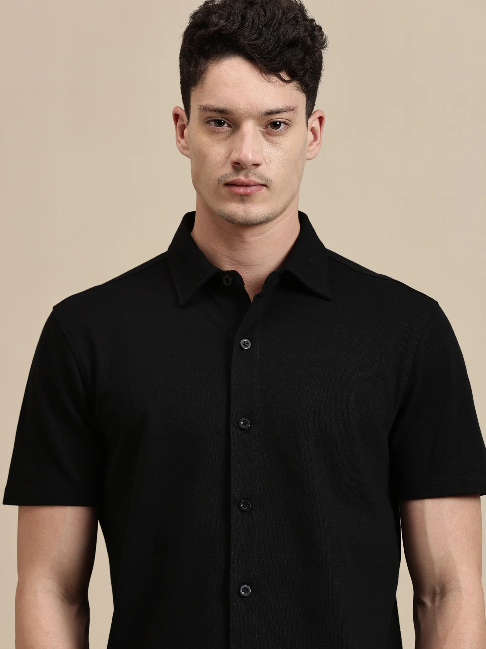 Men Black Half Sleeve Shirt - Image 4