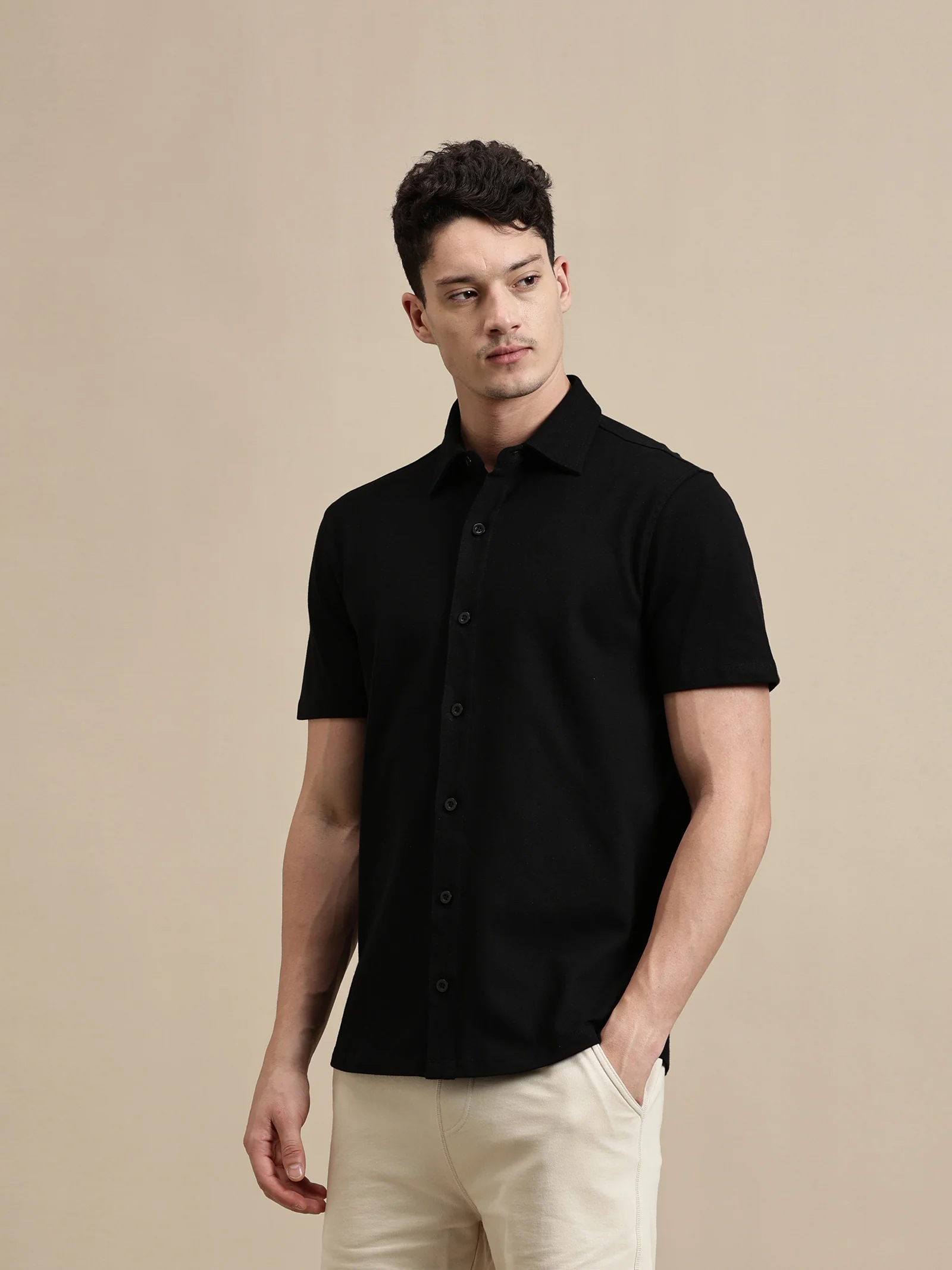 Men Black Half Sleeve Shirt - Image 5