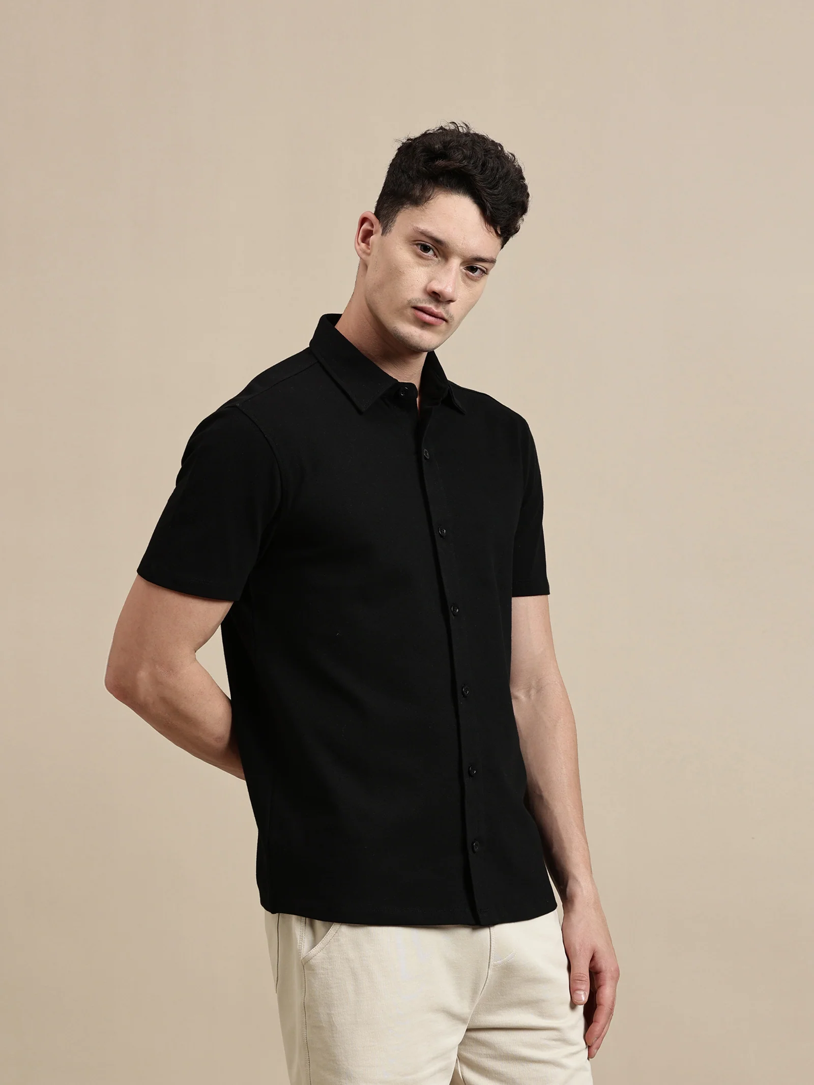 Men Black Half Sleeve Shirt - Image 6