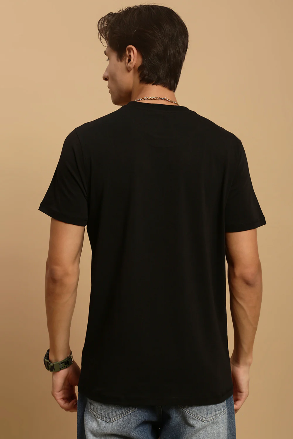 Men Black Half Sleeve T-Shirt - Image 3