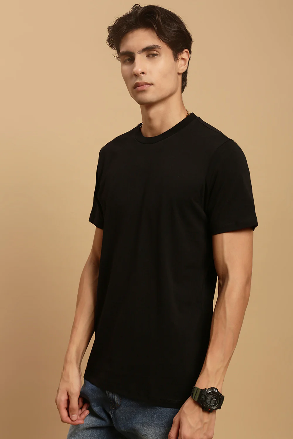 Men Black Half Sleeve T-Shirt - Image 6