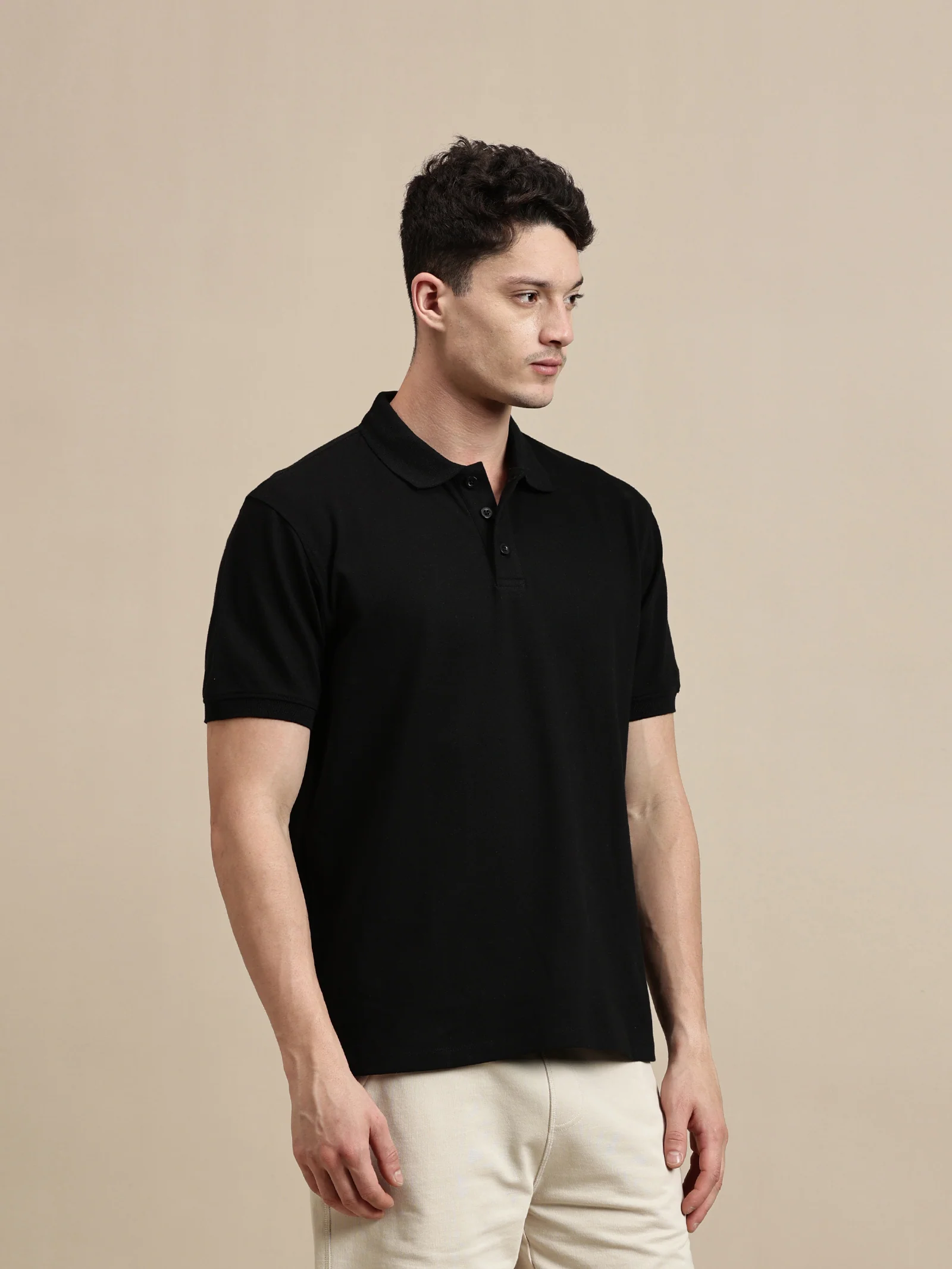 Men Black Half Sleeve T-Shirt - Image 2
