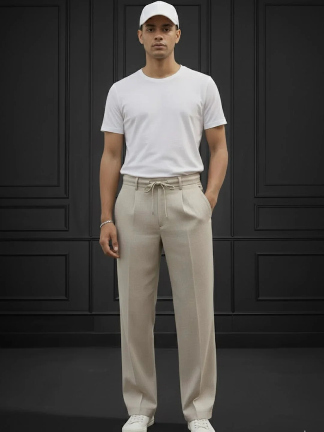 Men Beige Korean Pant - Image 3