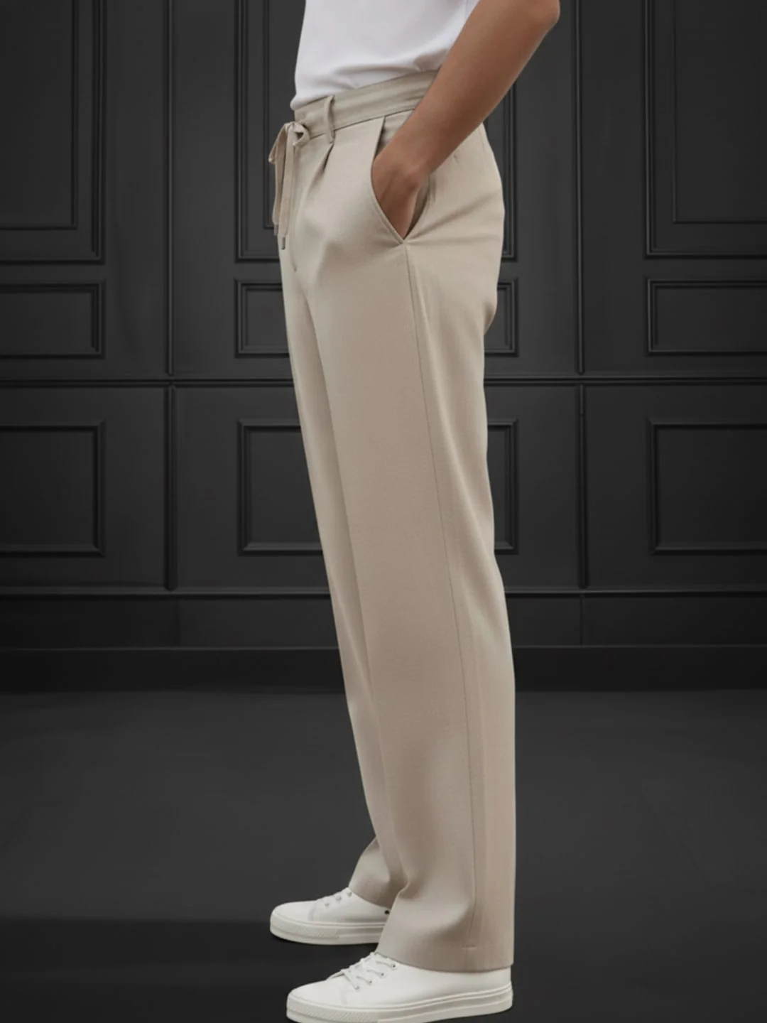 Men Beige Korean Pant - Image 4