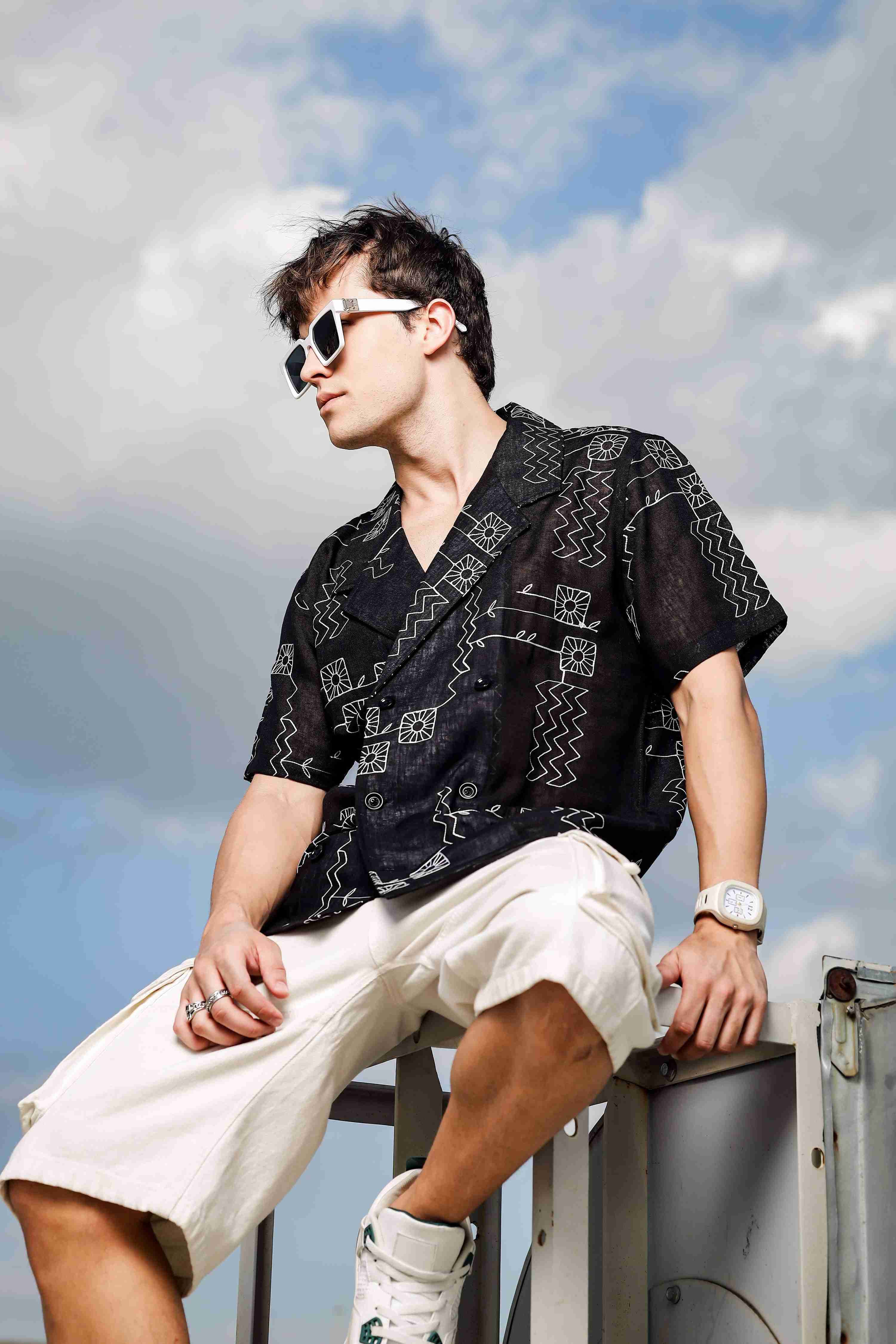 Men Black Korean Shirt - Image 4