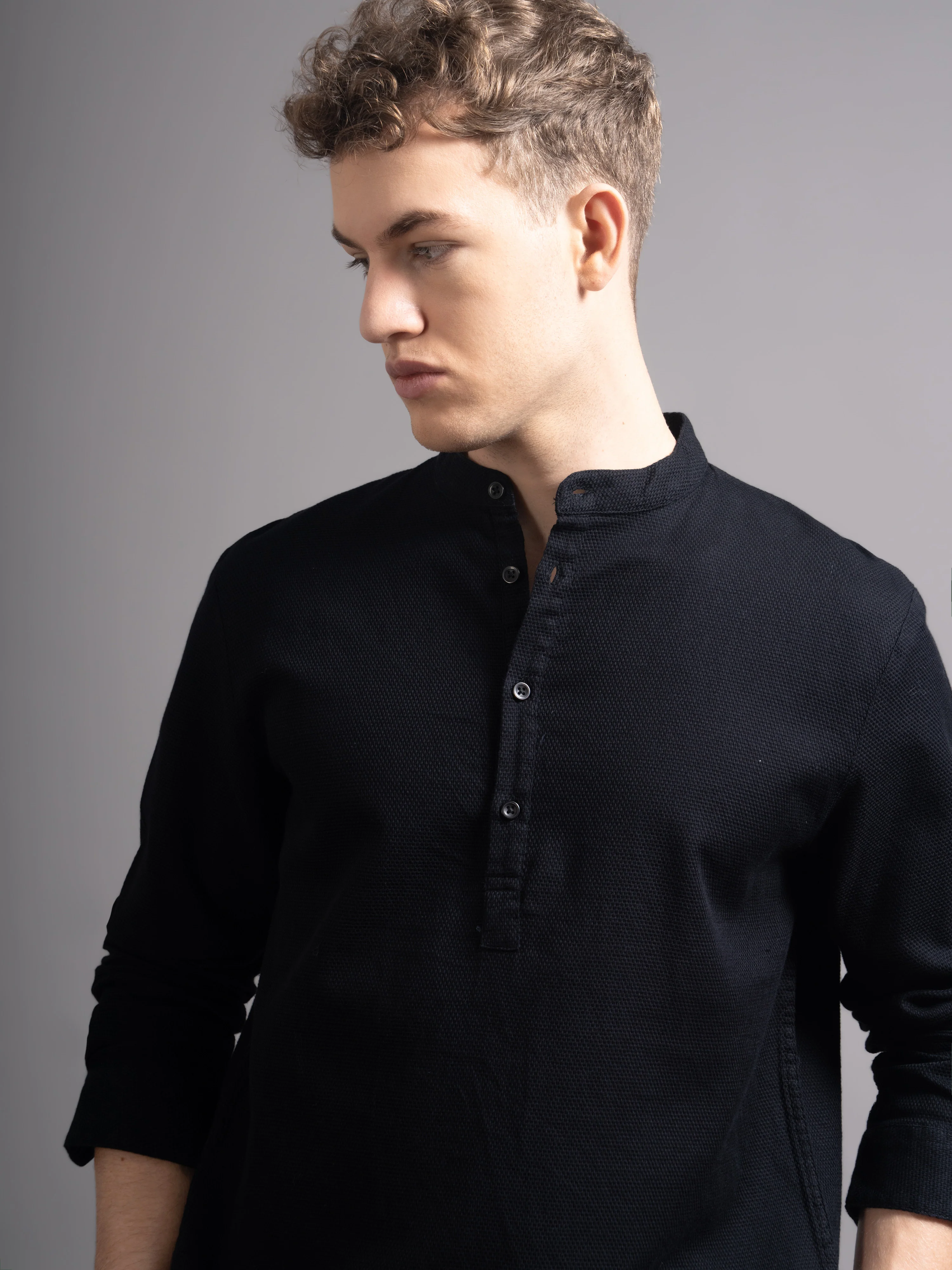 Men Black Kurta Shirt - Image 7