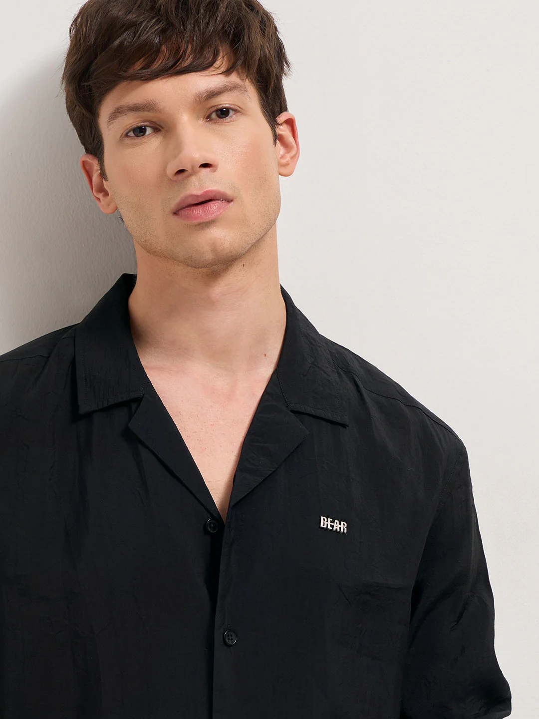 Men Black Lenzing Modal Solid Oversize Fit Casual Shirt - Image 5