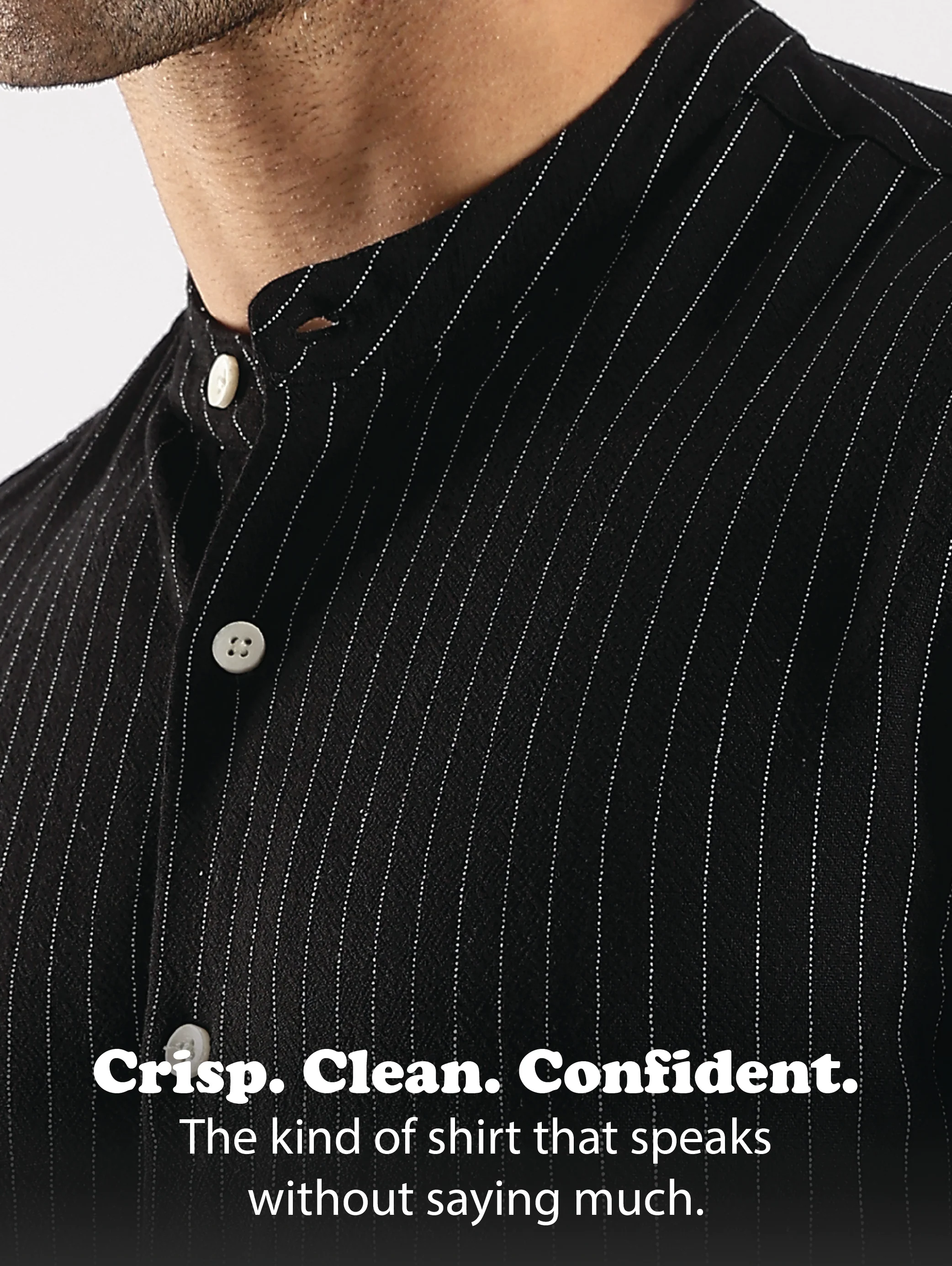 Men Black Linen Blend Striped Shirt - Image 12