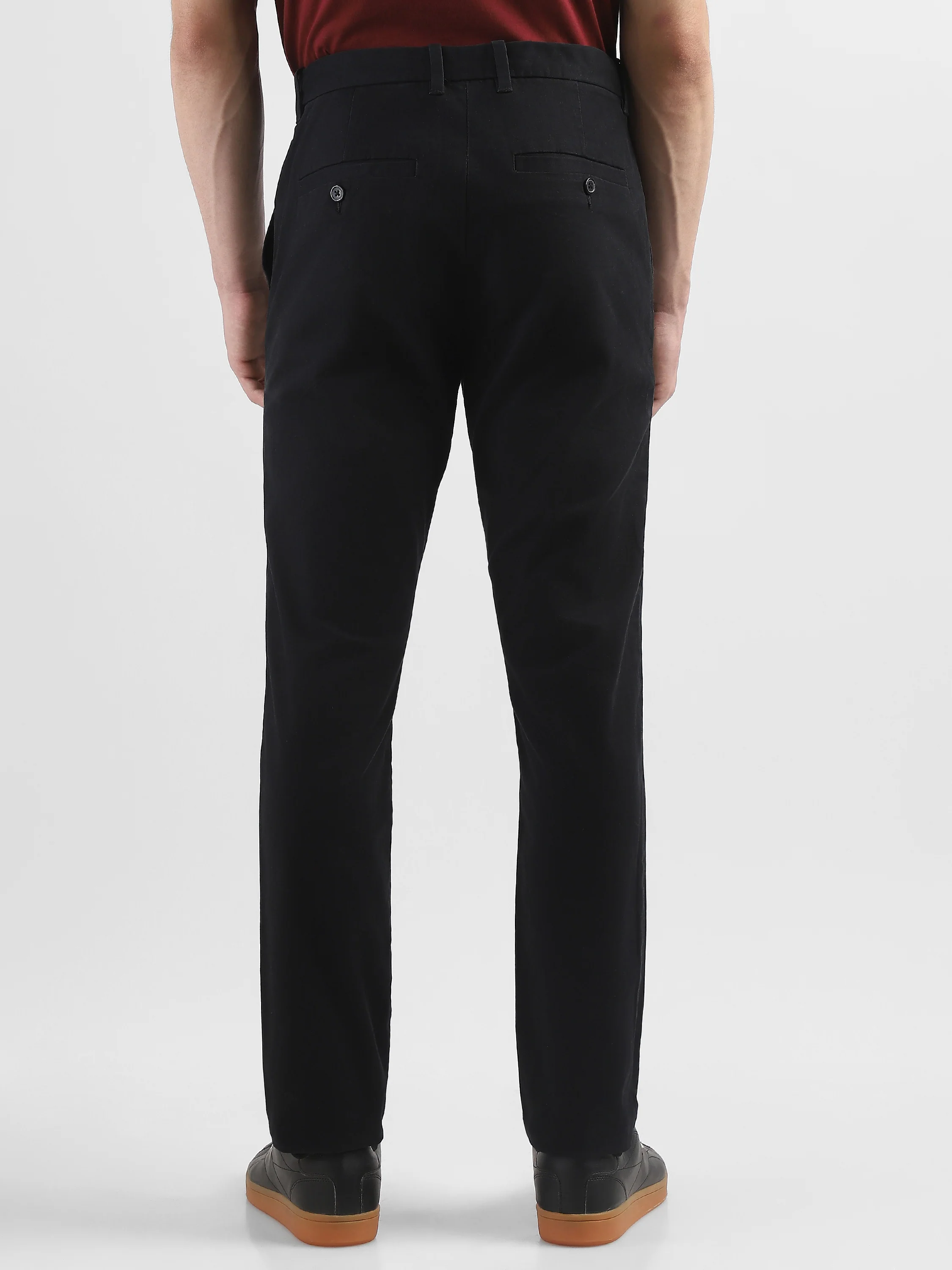 Men Black Mid Rise Formal Trousers - Image 2