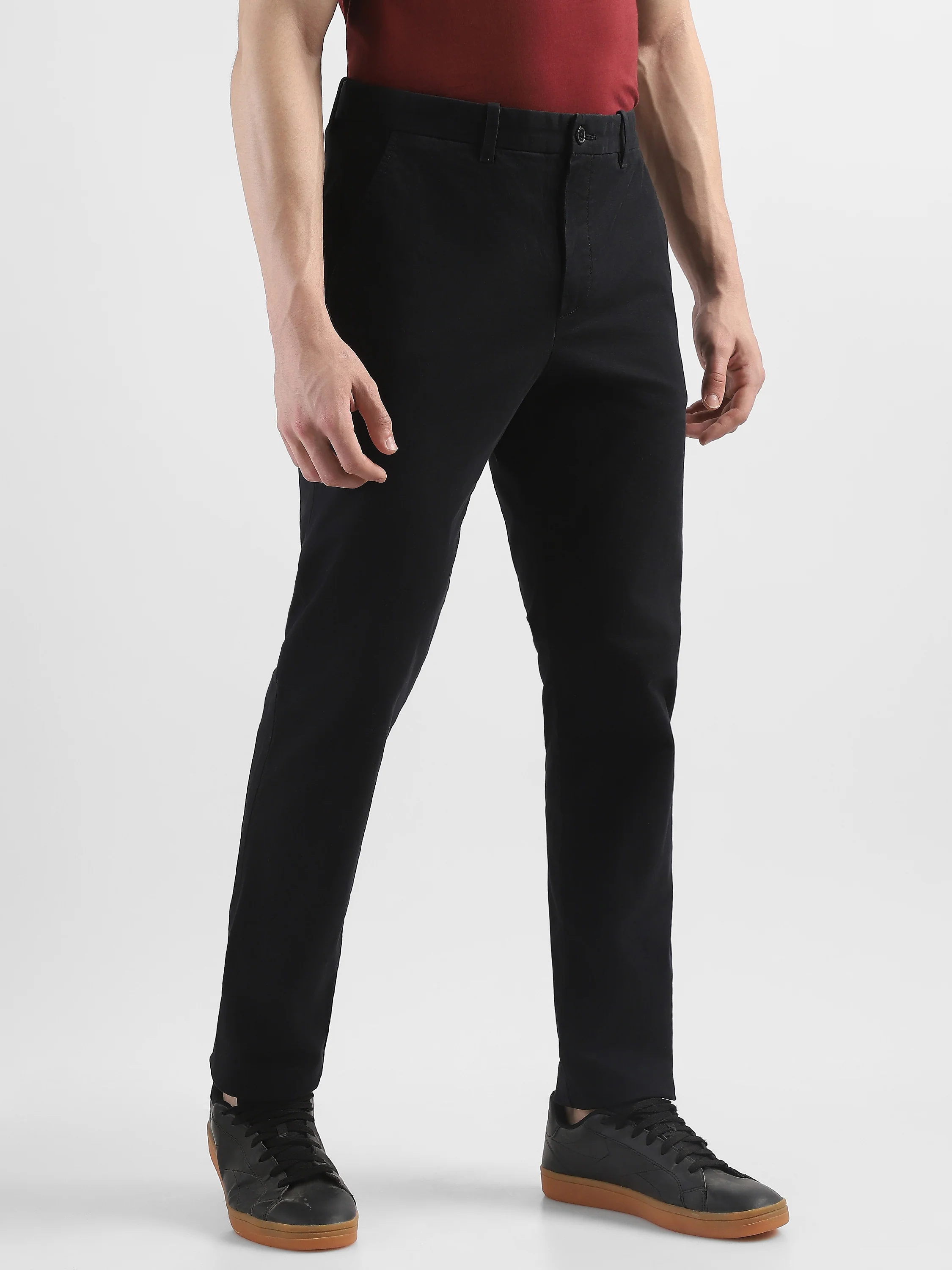 Men Black Mid Rise Formal Trousers - Image 4