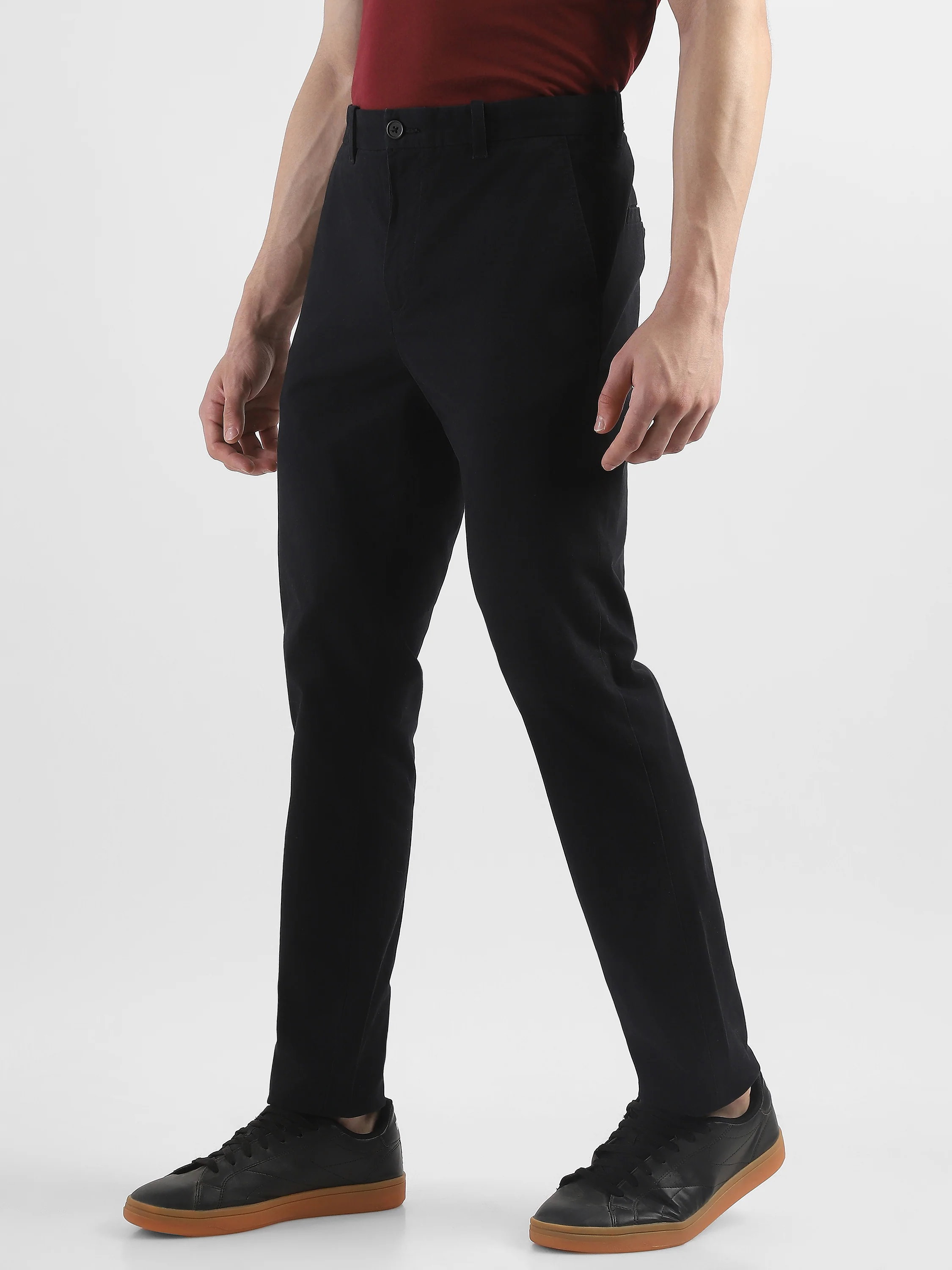 Men Black Mid Rise Formal Trousers - Image 5