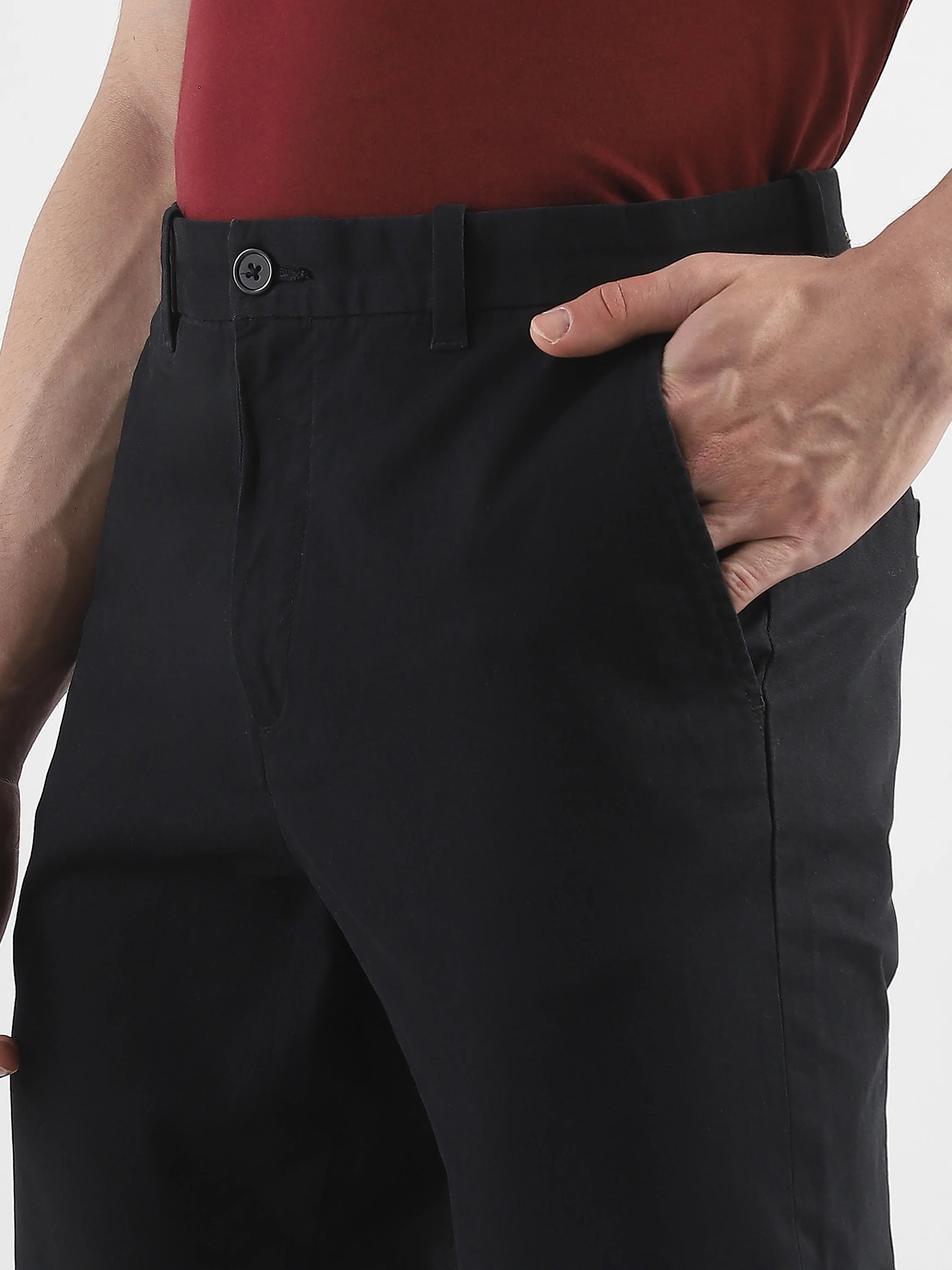 Men Black Mid Rise Formal Trousers - Image 6
